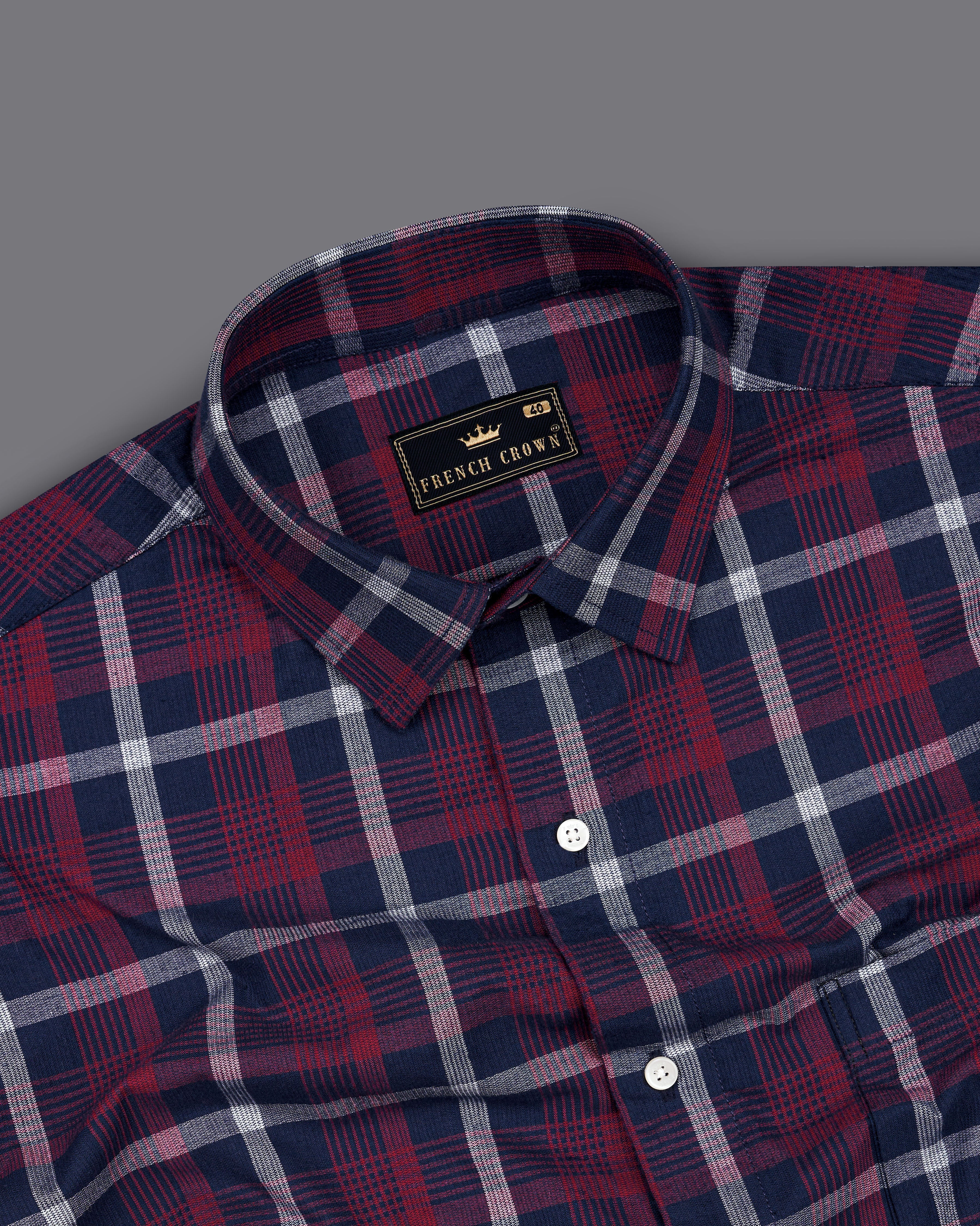 Merlot Red with Haiti Blue Windowpane Heavyweight Corduroy Shirt 8724-38,8724-H-38,8724-39,8724-H-39,8724-40,8724-H-40,8724-42,8724-H-42,8724-44,8724-H-44,8724-46,8724-H-46,8724-48,8724-H-48,8724-50,8724-H-50,8724-52,8724-H-52