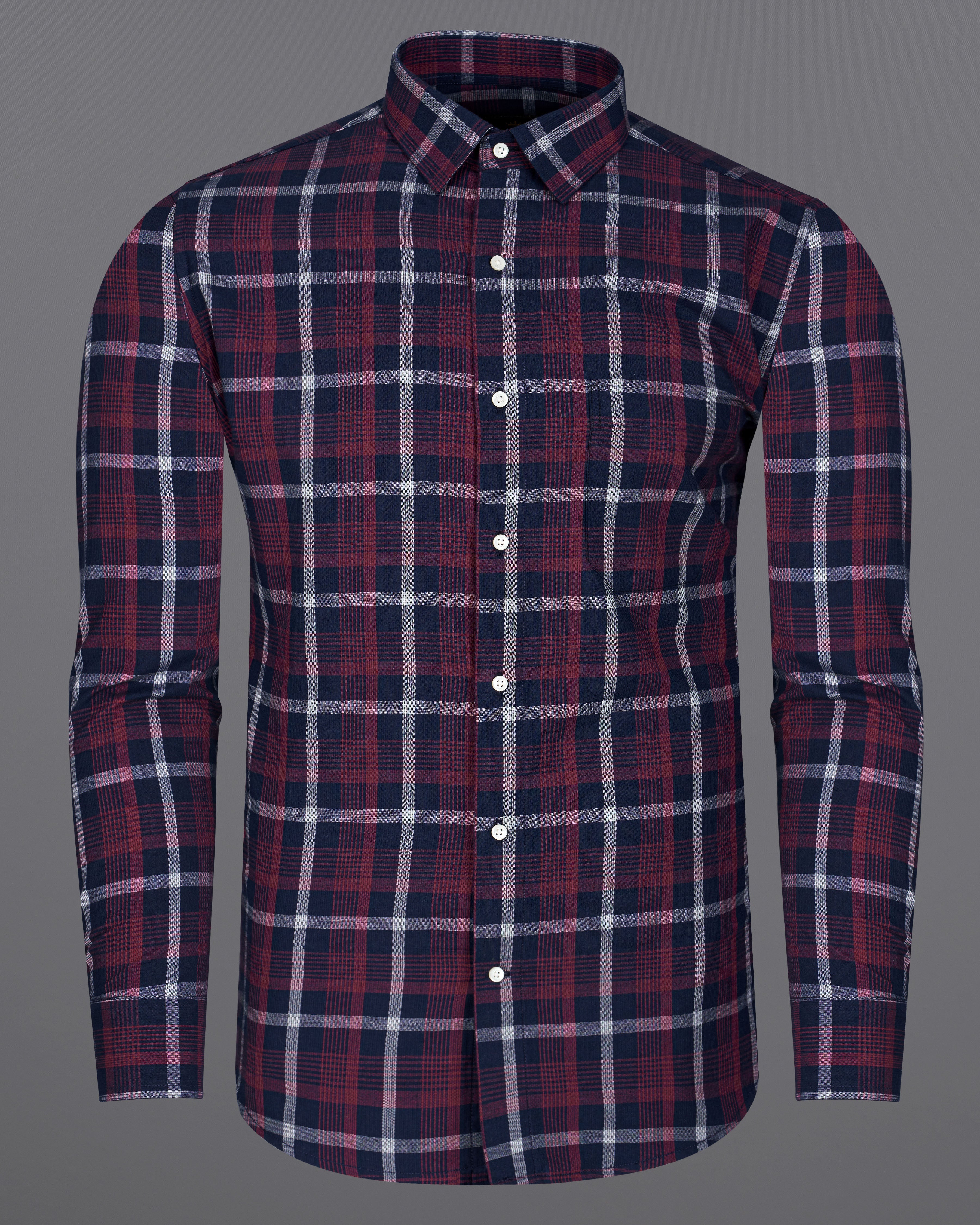 Merlot Red with Haiti Blue Windowpane Heavyweight Corduroy Shirt 8724-38,8724-H-38,8724-39,8724-H-39,8724-40,8724-H-40,8724-42,8724-H-42,8724-44,8724-H-44,8724-46,8724-H-46,8724-48,8724-H-48,8724-50,8724-H-50,8724-52,8724-H-52