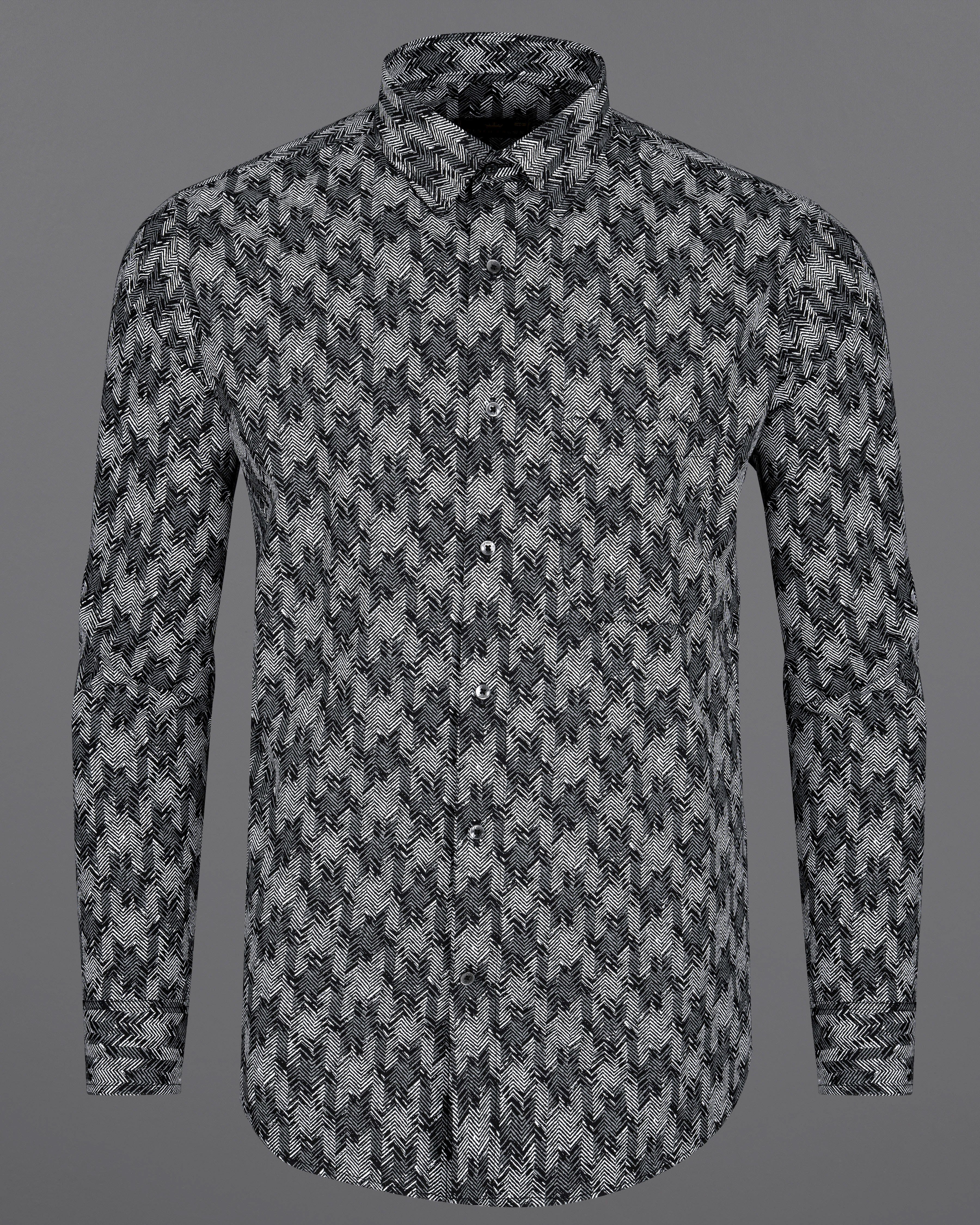Jade Black with Gravel Gray Sanganeri Block Printed Royal Oxford Shirt  8743-BLK-38,8743-BLK-H-38,8743-BLK-39,8743-BLK-H-39,8743-BLK-40,8743-BLK-H-40,8743-BLK-42,8743-BLK-H-42,8743-BLK-44,8743-BLK-H-44,8743-BLK-46,8743-BLK-H-46,8743-BLK-48,8743-BLK-H-48,8743-BLK-50,8743-BLK-H-50,8743-BLK-52,8743-BLK-H-52
