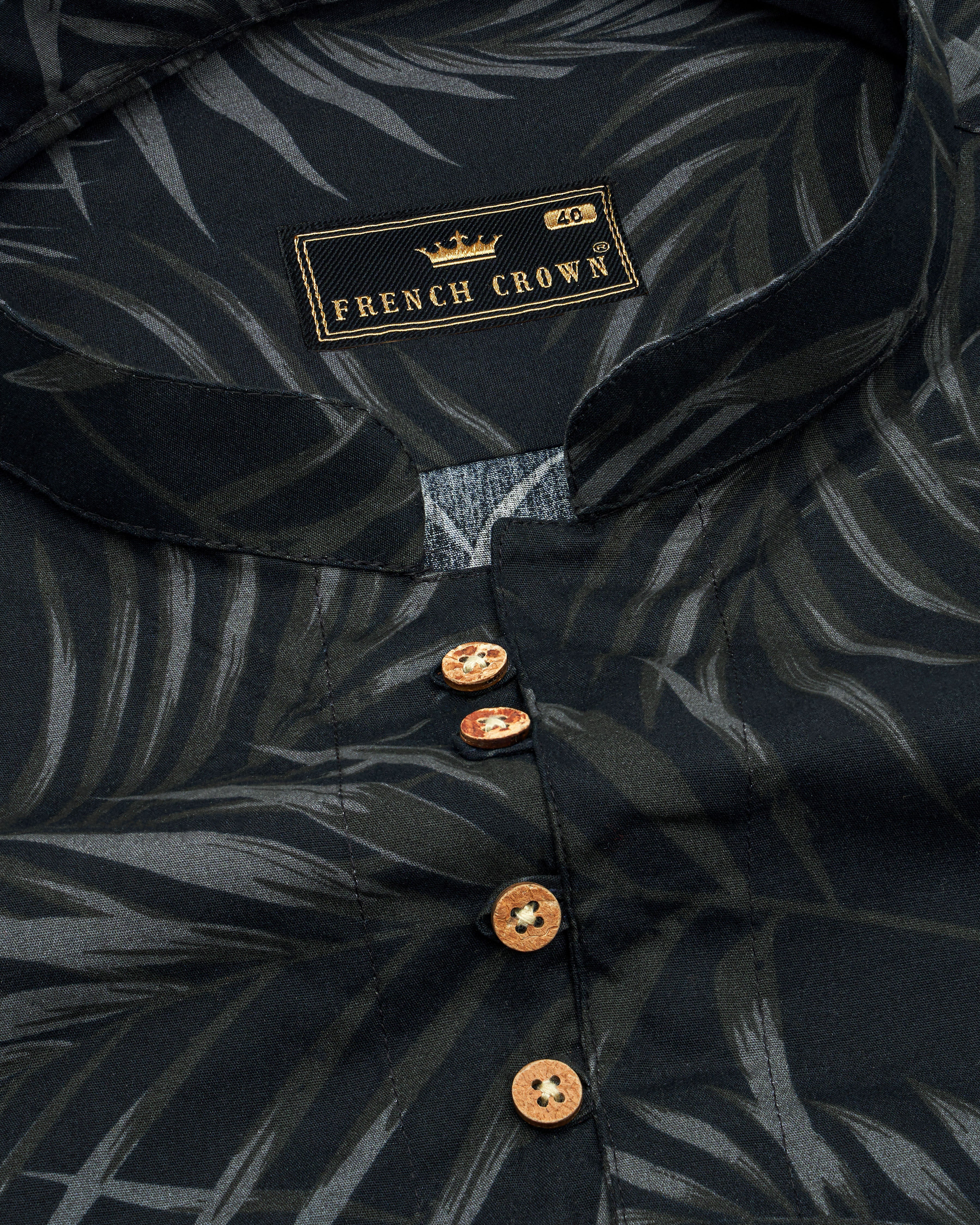 Jade Black Leaves Printed Premium Cotton Kurta Shirt 8758-KS-38,8758-KS-H-38,8758-KS-39,8758-KS-H-39,8758-KS-40,8758-KS-H-40,8758-KS-42,8758-KS-H-42,8758-KS-44,8758-KS-H-44,8758-KS-46,8758-KS-H-46,8758-KS-48,8758-KS-H-48,8758-KS-50,8758-KS-H-50,8758-KS-52,8758-KS-H-52