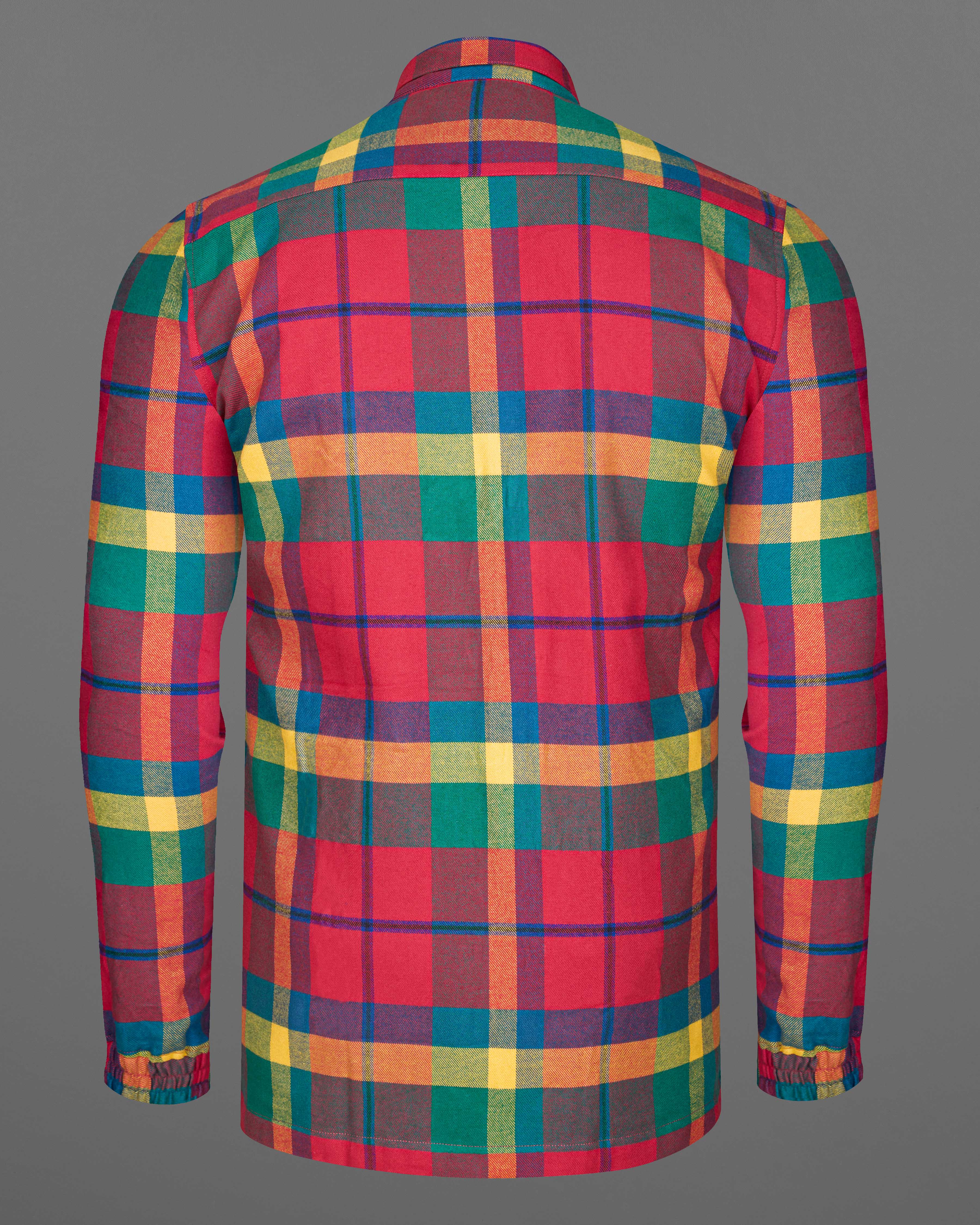 Radical Pink Multicolour Checkered Flannel Designer Overshirt/Shacket with Zipper Closure 8781-P523-38, 8781-P523-39, 8781-P523-40, 8781-P523-42, 8781-P523-44, 8781-P523-46, 8781-P523-48, 8781-P523-50, 8781-P523-52