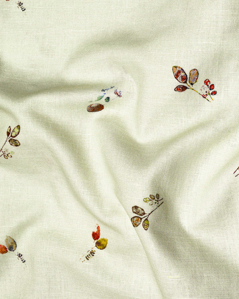 Beryl Beige Leaves Printed Luxurious Linen Shirt 8787-M-38,8787-M-H-38,8787-M-39,8787-M-H-39,8787-M-40,8787-M-H-40,8787-M-42,8787-M-H-42,8787-M-44,8787-M-H-44,8787-M-46,8787-M-H-46,8787-M-48,8787-M-H-48,8787-M-50,8787-M-H-50,8787-M-52,8787-M-H-52