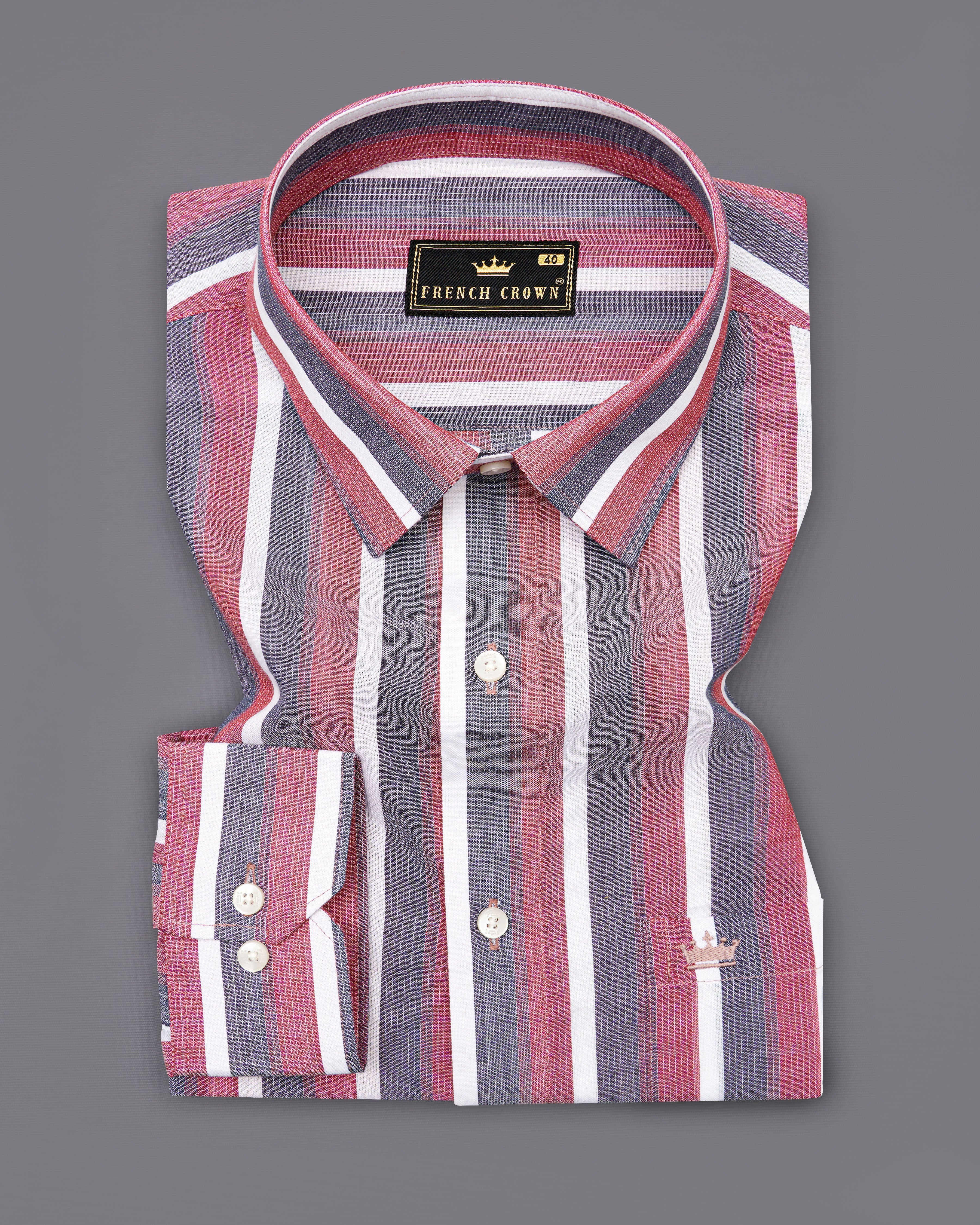 Bashful Pink with Shuttle Gray Striped Dobby Textured Premium Giza Cotton Shirt 8789-38,8789-H-38,8789-39,8789-H-39,8789-40,8789-H-40,8789-42,8789-H-42,8789-44,8789-H-44,8789-46,8789-H-46,8789-48,8789-H-48,8789-50,8789-H-50,8789-52,8789-H-52