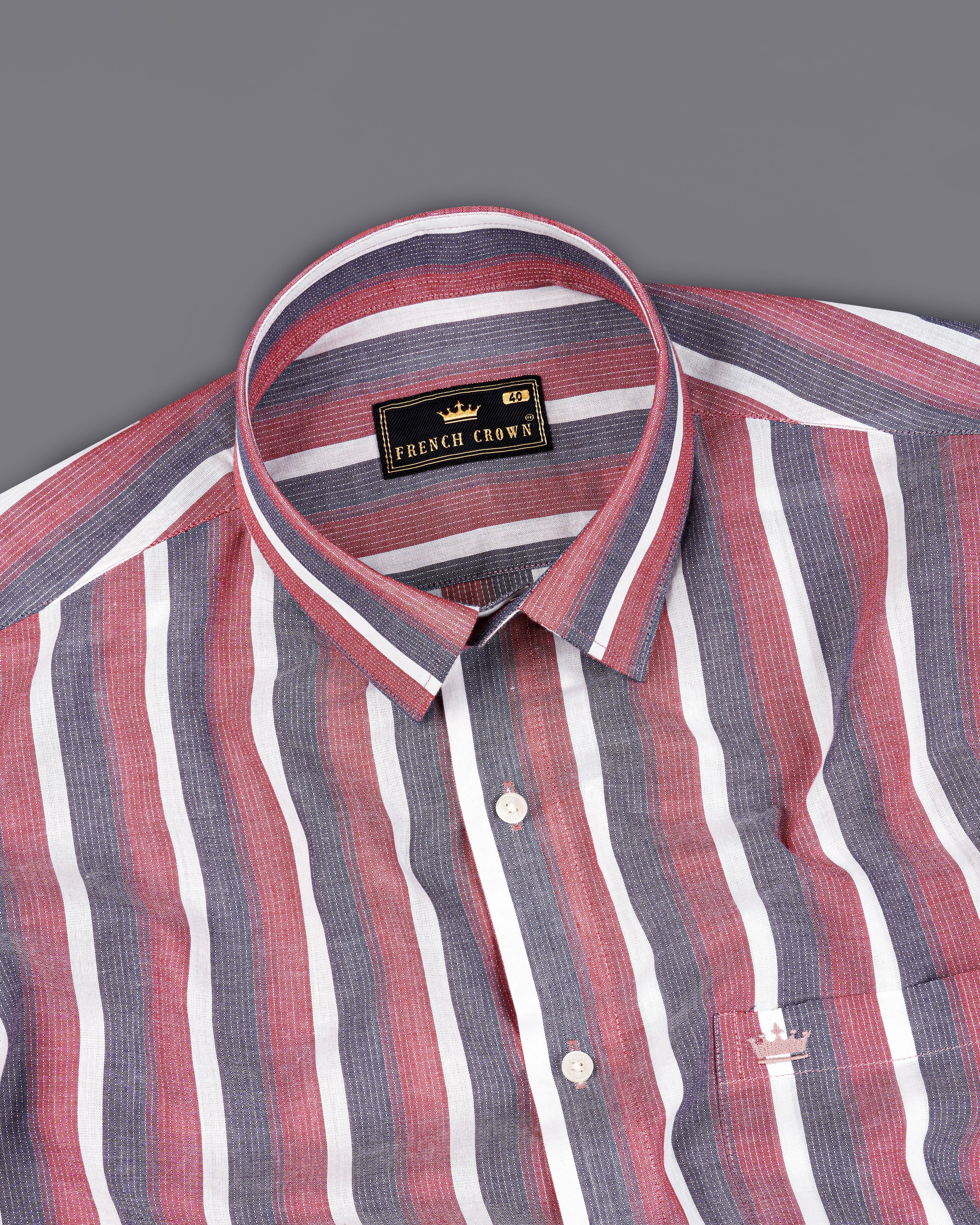 Bashful Pink with Shuttle Gray Striped Dobby Textured Premium Giza Cotton Shirt 8789-38,8789-H-38,8789-39,8789-H-39,8789-40,8789-H-40,8789-42,8789-H-42,8789-44,8789-H-44,8789-46,8789-H-46,8789-48,8789-H-48,8789-50,8789-H-50,8789-52,8789-H-52