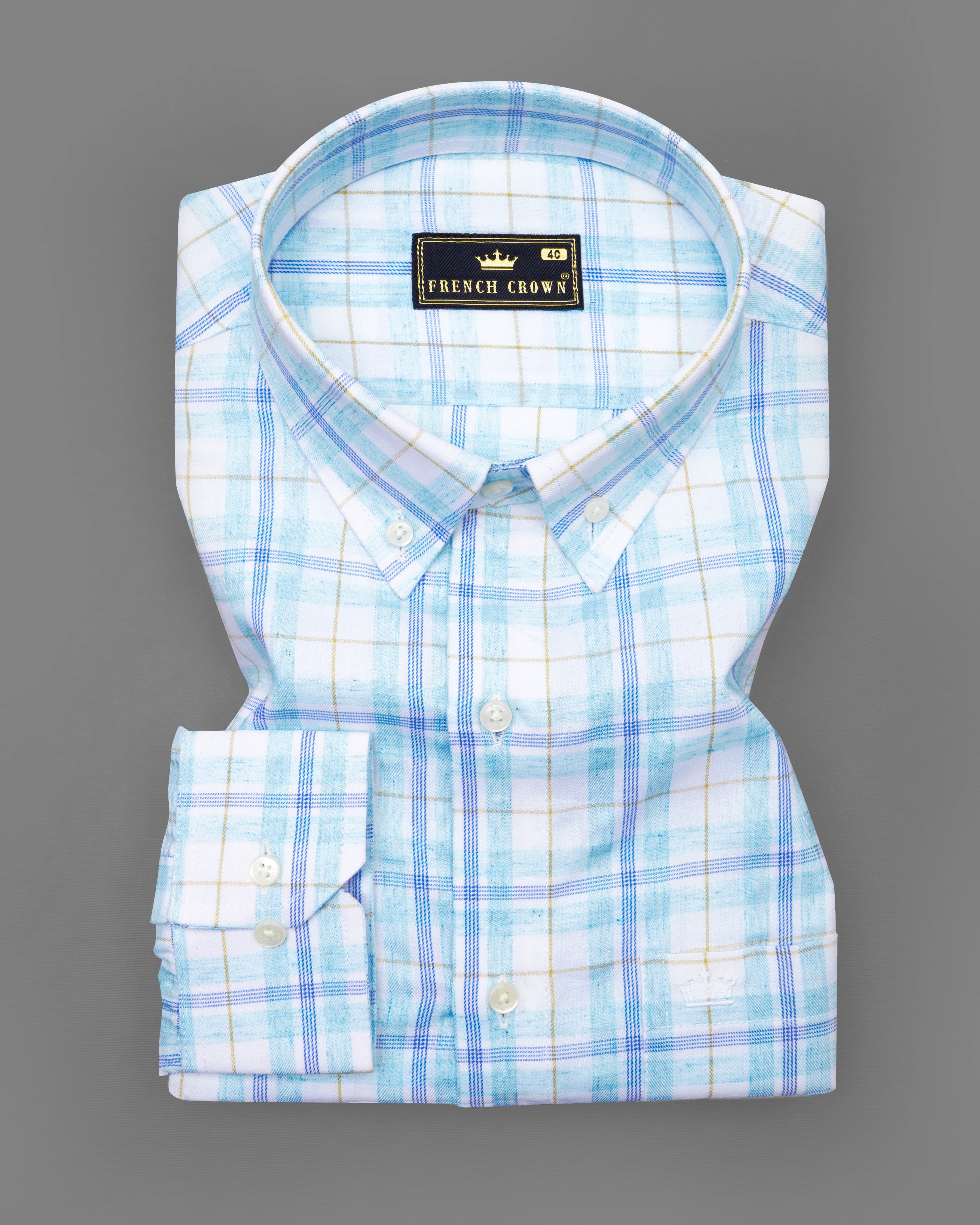 Bright White with Sapphire Blue Plaid Premium Cotton Shirt 8809-BD-38,8809-BD-H-38,8809-BD-39,8809-BD-H-39,8809-BD-40,8809-BD-H-40,8809-BD-42,8809-BD-H-42,8809-BD-44,8809-BD-H-44,8809-BD-46,8809-BD-H-46,8809-BD-48,8809-BD-H-48,8809-BD-50,8809-BD-H-50,8809-BD-52,8809-BD-H-52