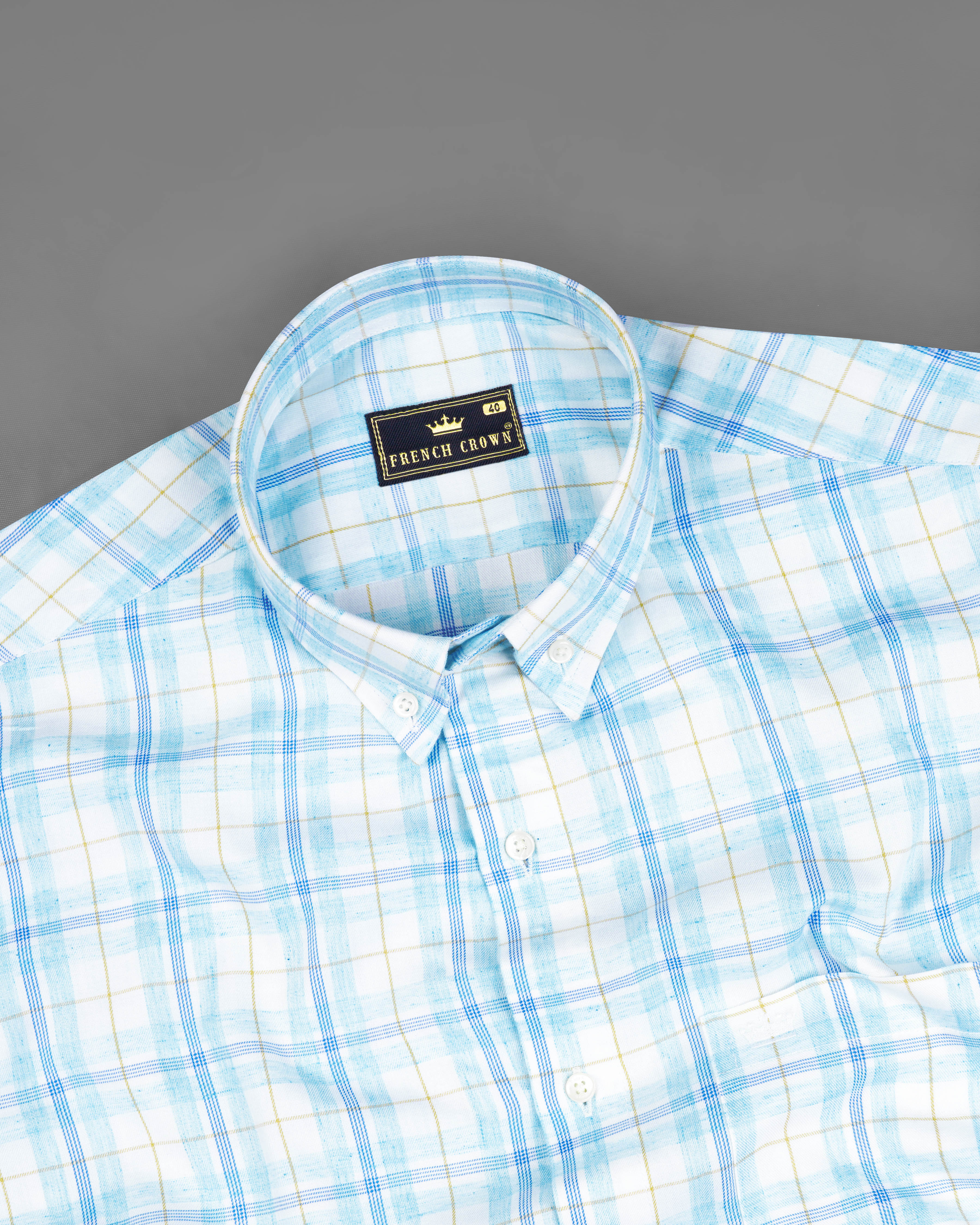 Bright White with Sapphire Blue Plaid Premium Cotton Shirt 8809-BD-38,8809-BD-H-38,8809-BD-39,8809-BD-H-39,8809-BD-40,8809-BD-H-40,8809-BD-42,8809-BD-H-42,8809-BD-44,8809-BD-H-44,8809-BD-46,8809-BD-H-46,8809-BD-48,8809-BD-H-48,8809-BD-50,8809-BD-H-50,8809-BD-52,8809-BD-H-52