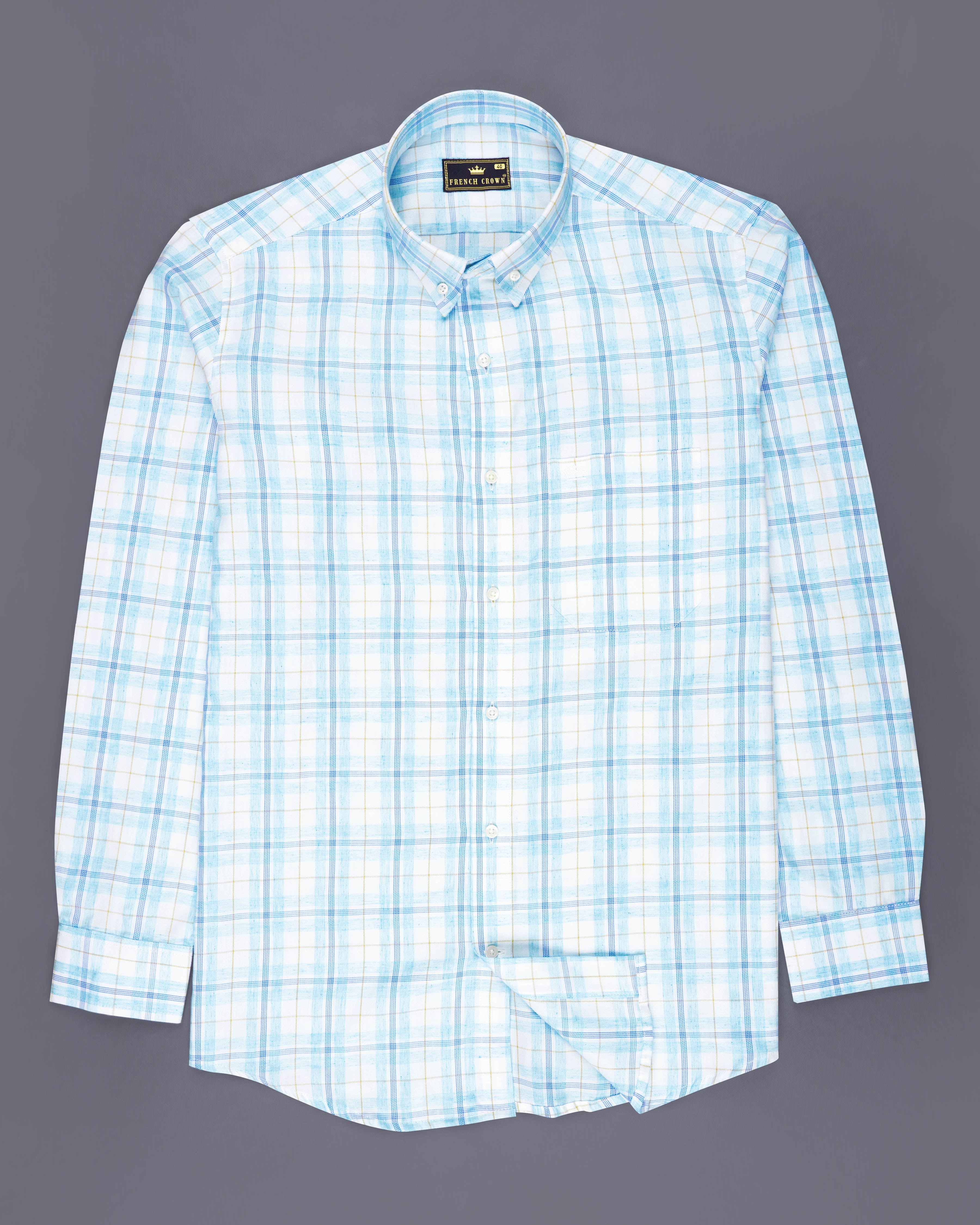 Bright White with Sapphire Blue Plaid Premium Cotton Shirt 8809-BD-38,8809-BD-H-38,8809-BD-39,8809-BD-H-39,8809-BD-40,8809-BD-H-40,8809-BD-42,8809-BD-H-42,8809-BD-44,8809-BD-H-44,8809-BD-46,8809-BD-H-46,8809-BD-48,8809-BD-H-48,8809-BD-50,8809-BD-H-50,8809-BD-52,8809-BD-H-52