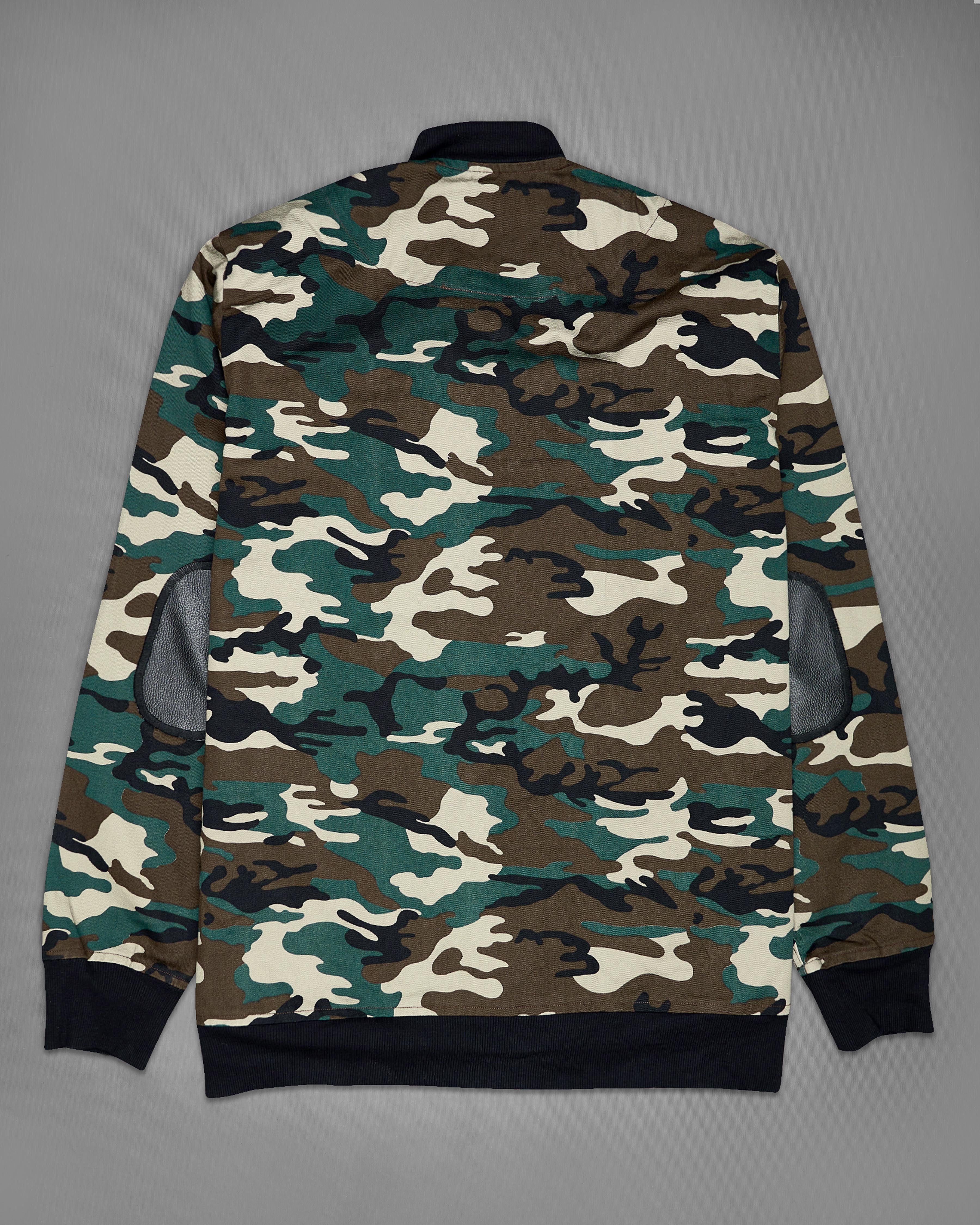 Clay Ash Beige with Dianne Green Camouflage Royal Oxford Bomber Jacket