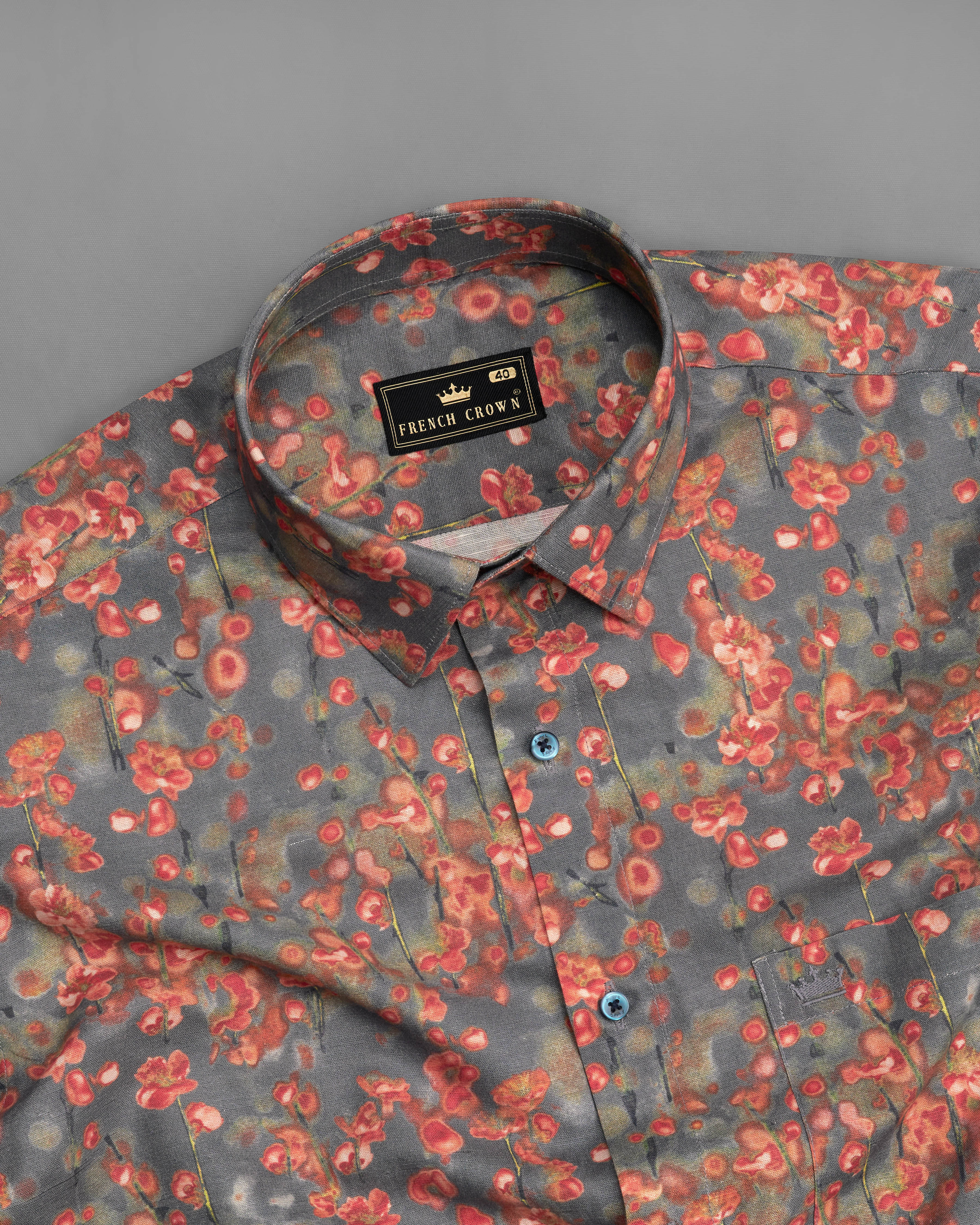 Carbon Gray Ditsy Printed Luxurious Linen Shirt 8816-BLE-38,8816-BLE-H-38,8816-BLE-39,8816-BLE-H-39,8816-BLE-40,8816-BLE-H-40,8816-BLE-42,8816-BLE-H-42,8816-BLE-44,8816-BLE-H-44,8816-BLE-46,8816-BLE-H-46,8816-BLE-48,8816-BLE-H-48,8816-BLE-50,8816-BLE-H-50,8816-BLE-52,8816-BLE-H-52
