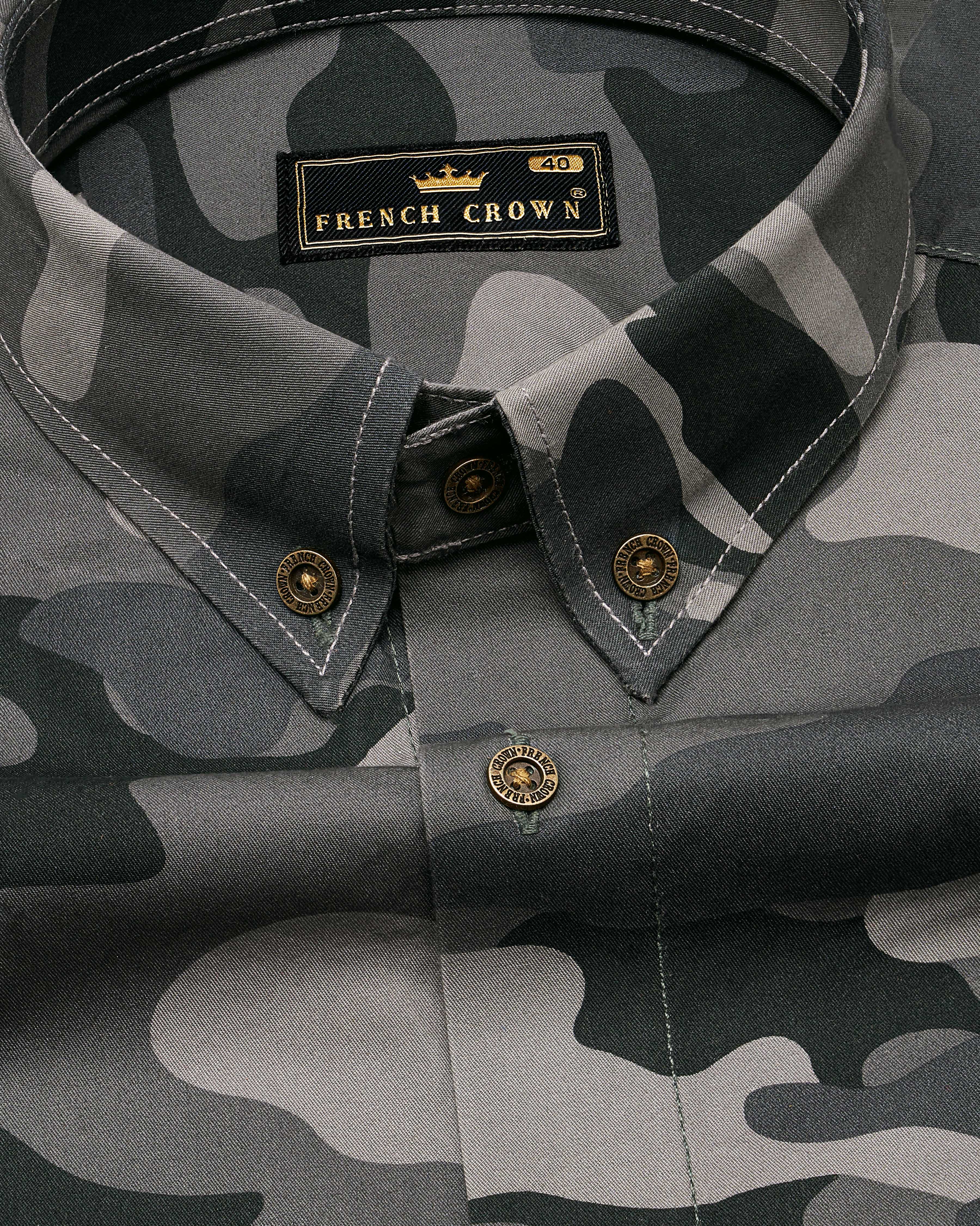 Ironside Gray with Baltic Black Camouflage Printed Royal Oxford Shirt 8892-BD-MB-38, 8892-BD-MB-H-38,  8892-BD-MB-39,  8892-BD-MB-H-39,  8892-BD-MB-40,  8892-BD-MB-H-40,  8892-BD-MB-42,  8892-BD-MB-H-42,  8892-BD-MB-44,  8892-BD-MB-H-44,  8892-BD-MB-46,  8892-BD-MB-H-46,  8892-BD-MB-48,  8892-BD-MB-H-48,  8892-BD-MB-50,  8892-BD-MB-H-50,  8892-BD-MB-52,  8892-BD-MB-H-52