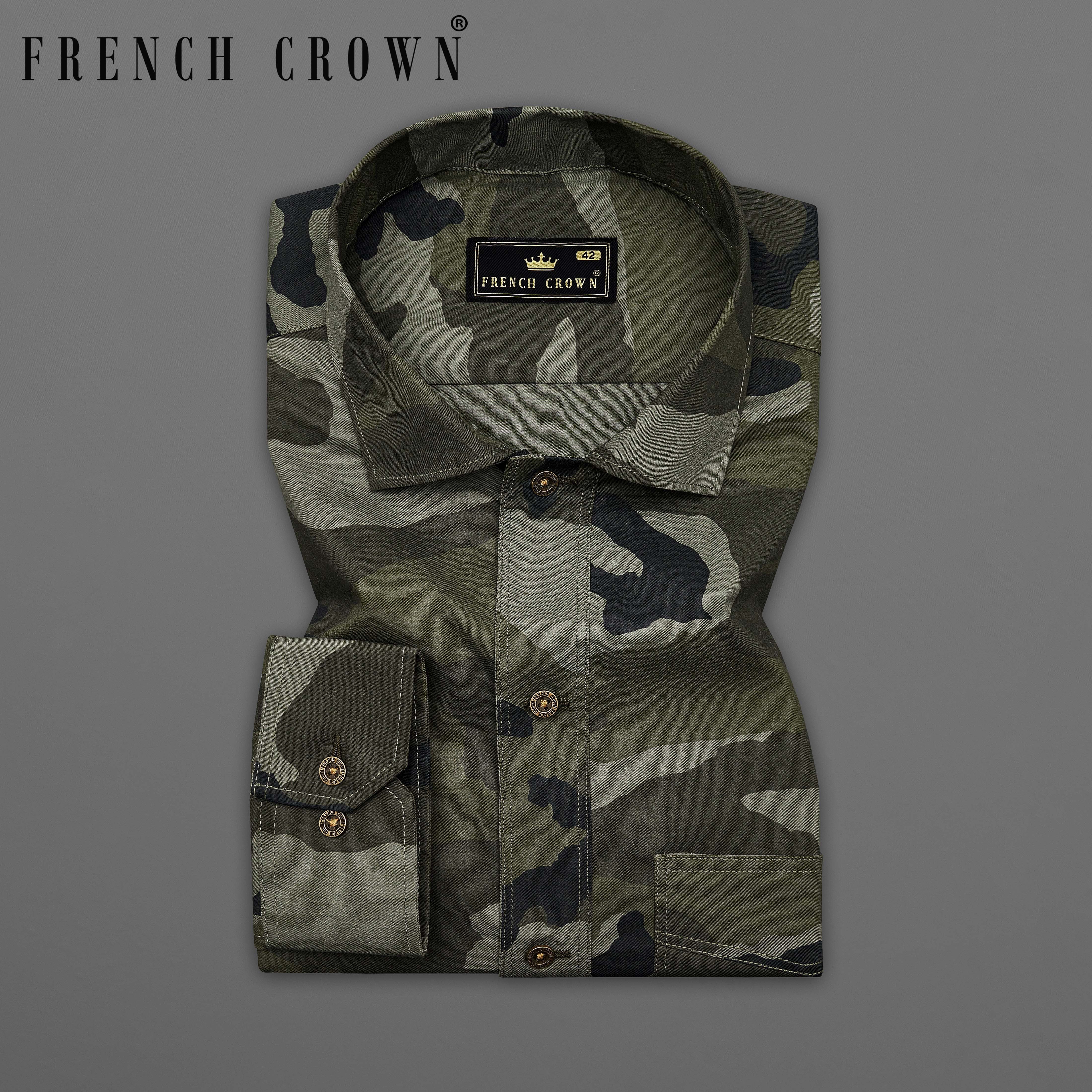 Iridium Green with Mirage Black Camouflage Printed Royal Oxford Designer OverShirt 8929-MB-P326-38, 8929-MB-P326-H-38, 8929-MB-P326-39, 8929-MB-P326-H-39, 8929-MB-P326-40, 8929-MB-P326-H-40, 8929-MB-P326-42, 8929-MB-P326-H-42, 8929-MB-P326-44, 8929-MB-P326-H-44, 8929-MB-P326-46, 8929-MB-P326-H-46, 8929-MB-P326-48, 8929-MB-P326-H-48, 8929-MB-P326-50, 8929-MB-P326-H-50, 8929-MB-P326-52, 8929-MB-P326-H-52