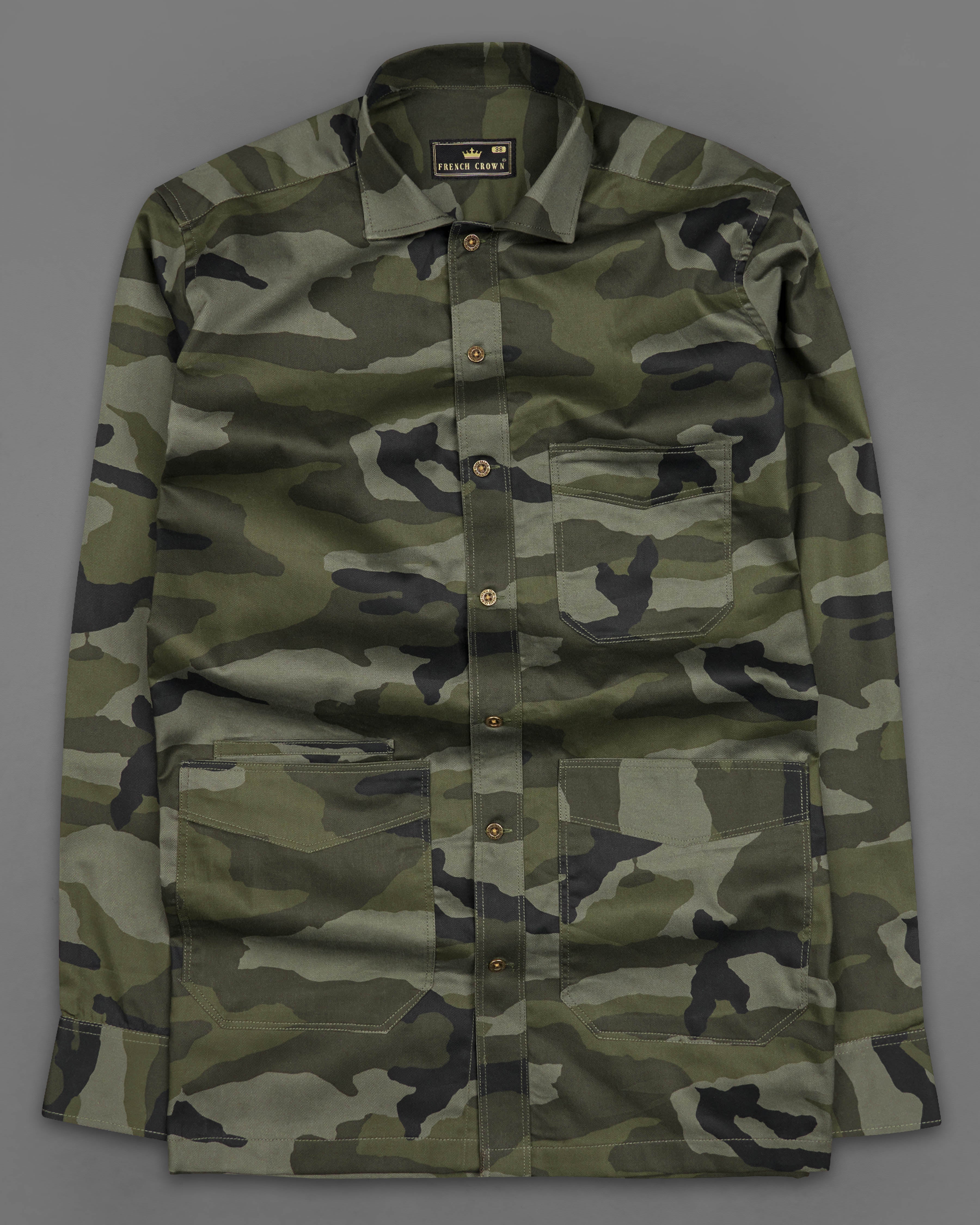 Iridium Green with Mirage Black Camouflage Printed Royal Oxford Designer OverShirt 8929-MB-P326-38, 8929-MB-P326-H-38, 8929-MB-P326-39, 8929-MB-P326-H-39, 8929-MB-P326-40, 8929-MB-P326-H-40, 8929-MB-P326-42, 8929-MB-P326-H-42, 8929-MB-P326-44, 8929-MB-P326-H-44, 8929-MB-P326-46, 8929-MB-P326-H-46, 8929-MB-P326-48, 8929-MB-P326-H-48, 8929-MB-P326-50, 8929-MB-P326-H-50, 8929-MB-P326-52, 8929-MB-P326-H-52
