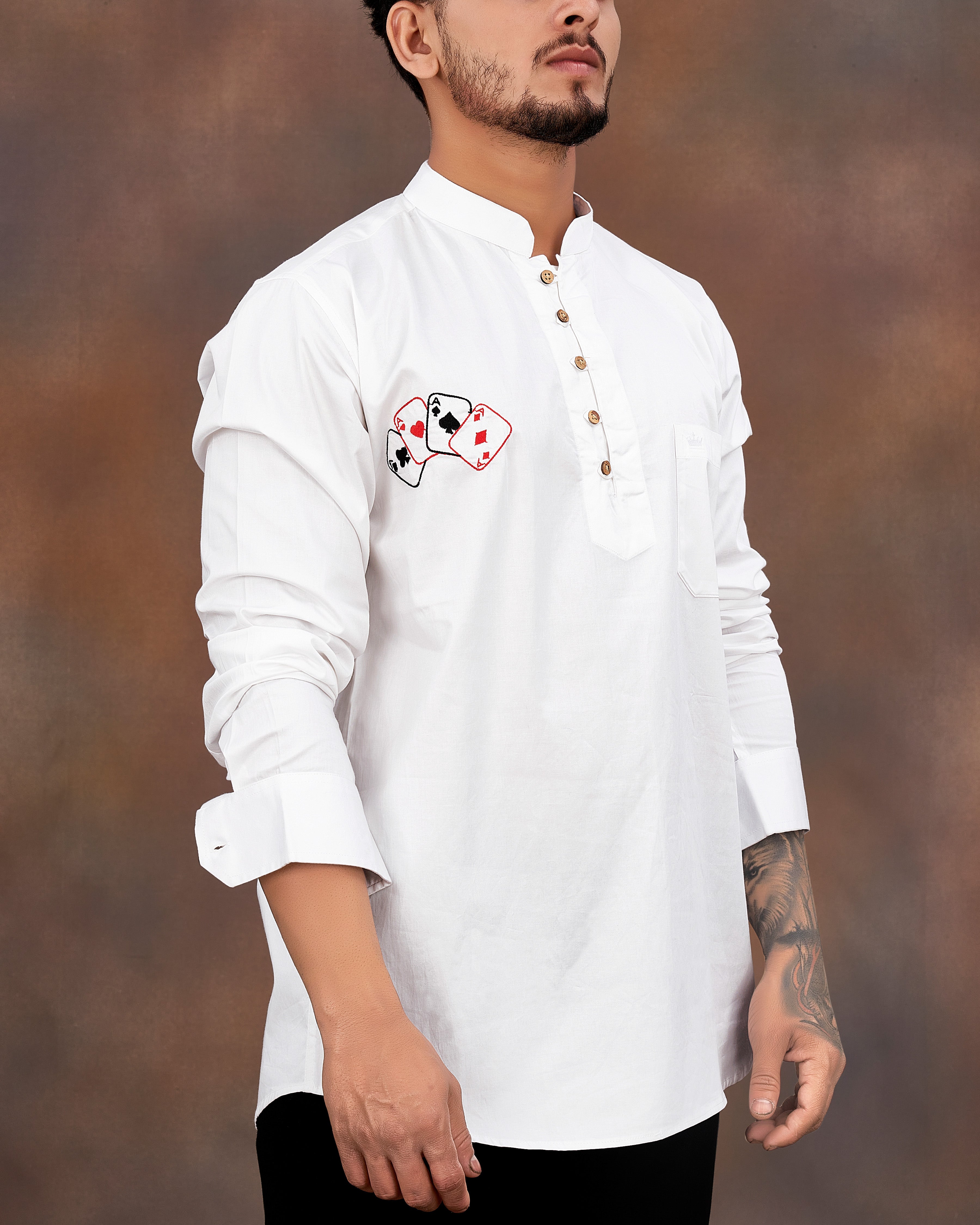Bright White with Multicolour Card Embroidered Super Soft Premium Cotton Kurta Shirt 2670-KS-E027-38, 2670-KS-E027-H-38, 2670-KS-E027-39, 2670-KS-E027-H-39, 2670-KS-E027-40, 2670-KS-E027-H-40, 2670-KS-E027-42, 2670-KS-E027-H-42, 2670-KS-E027-44, 2670-KS-E027-H-44, 2670-KS-E027-46, 2670-KS-E027-H-46, 2670-KS-E027-48, 2670-KS-E027-H-48, 2670-KS-E027-50, 2670-KS-E027-H-50, 2670-KS-E027-52, 2670-KS-E027-H-52