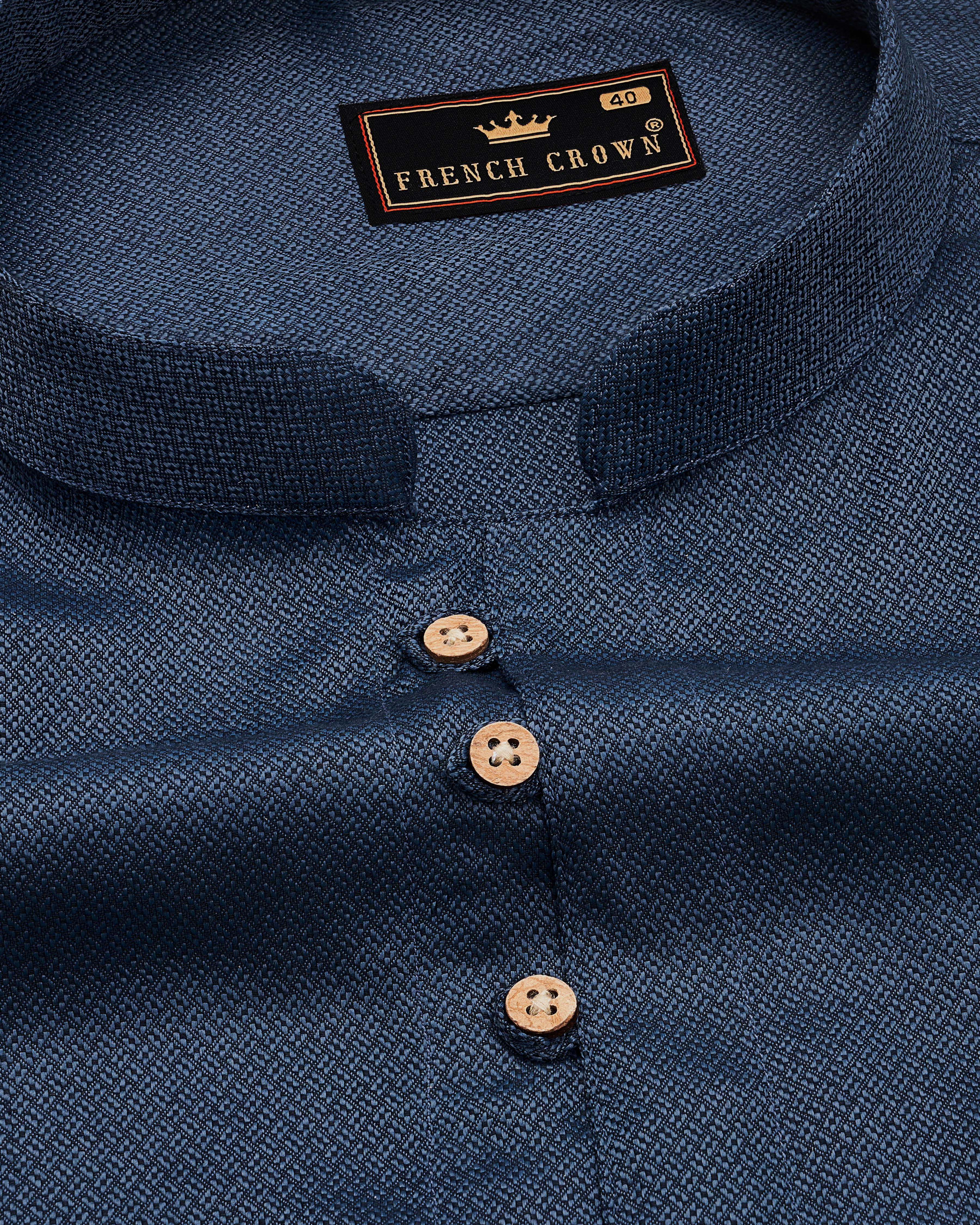 Biscar Blue Dobby Textured Premium Giza Cotton Kurta Shirt