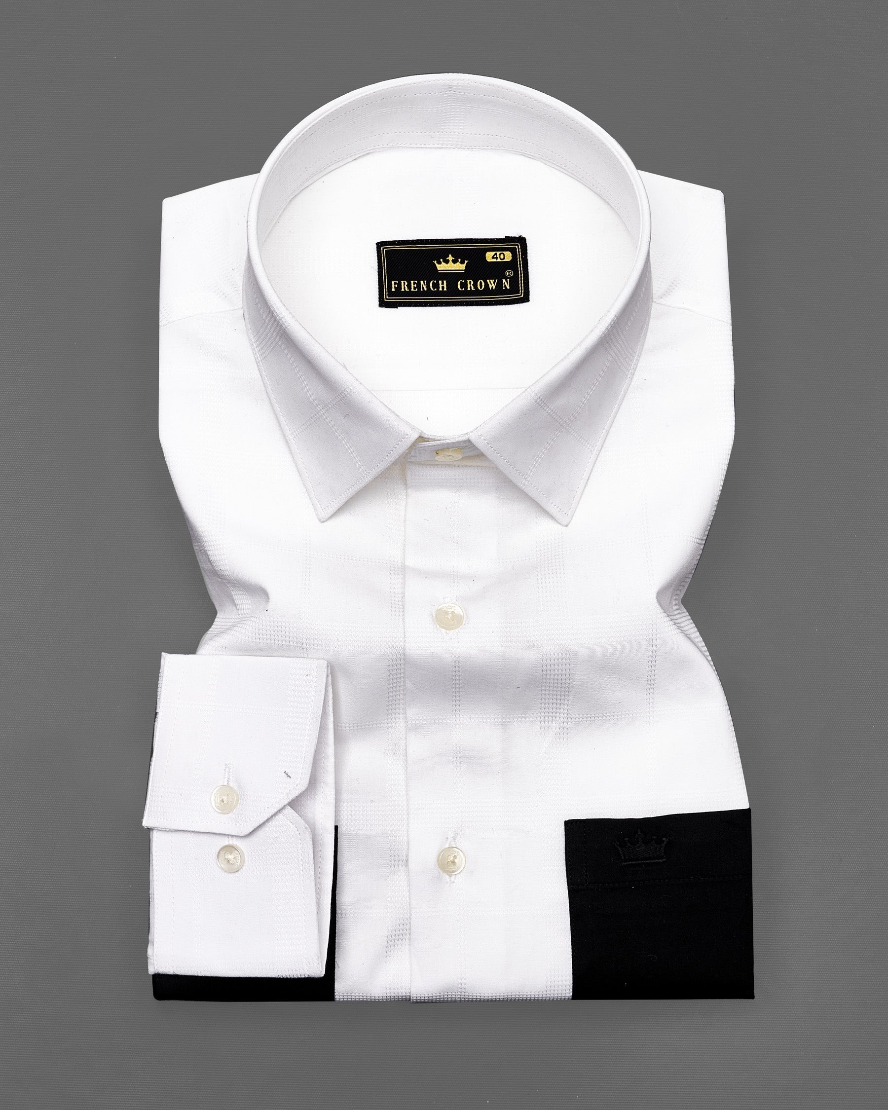 Bright White with Black Patch Pockets Dobby Textured Premium Giza Cotton Designer Shirt 8986-P196-38, 8986-P196-H-38, 8986-P196-39, 8986-P196-H-39, 8986-P196-40, 8986-P196-H-40, 8986-P196-42, 8986-P196-H-42, 8986-P196-44, 8986-P196-H-44, 8986-P196-46, 8986-P196-H-46, 8986-P196-48, 8986-P196-H-48, 8986-P196-50, 8986-P196-H-50, 8986-P196-52, 8986-P196-H-52