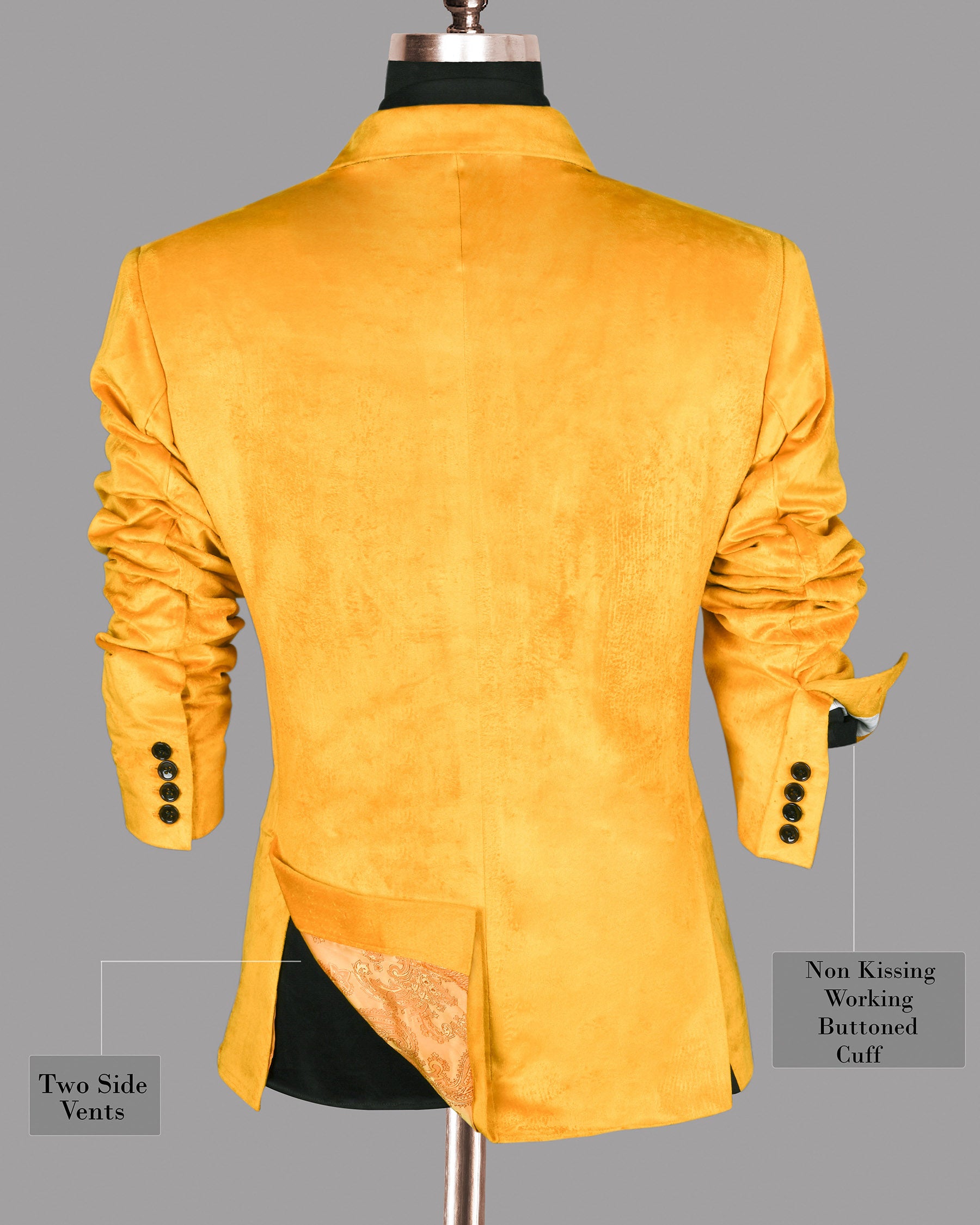 Mustard Velvet Finished Designer Double Breasted Suit