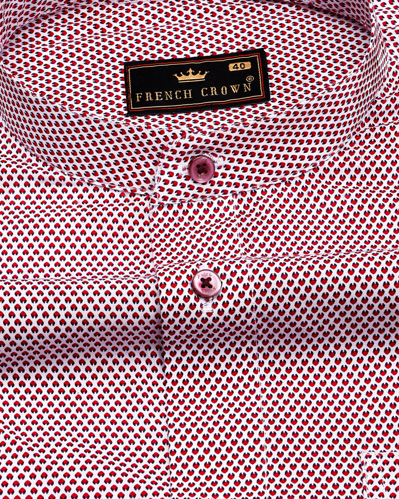 Tamarillo Red and White Printed Premium Cotton Shirt