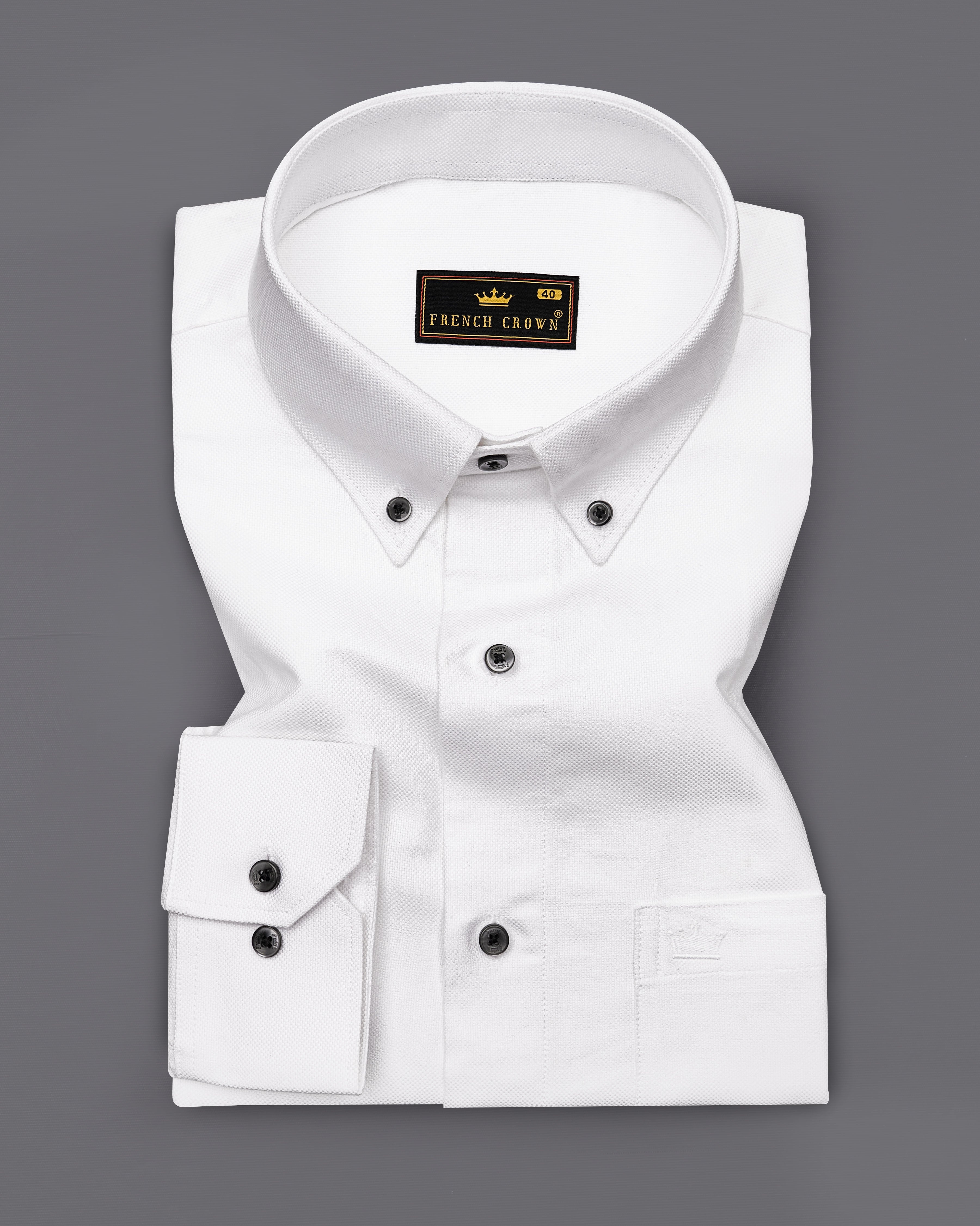 Bright White Dobby Textured Premium Giza Cotton Shirt