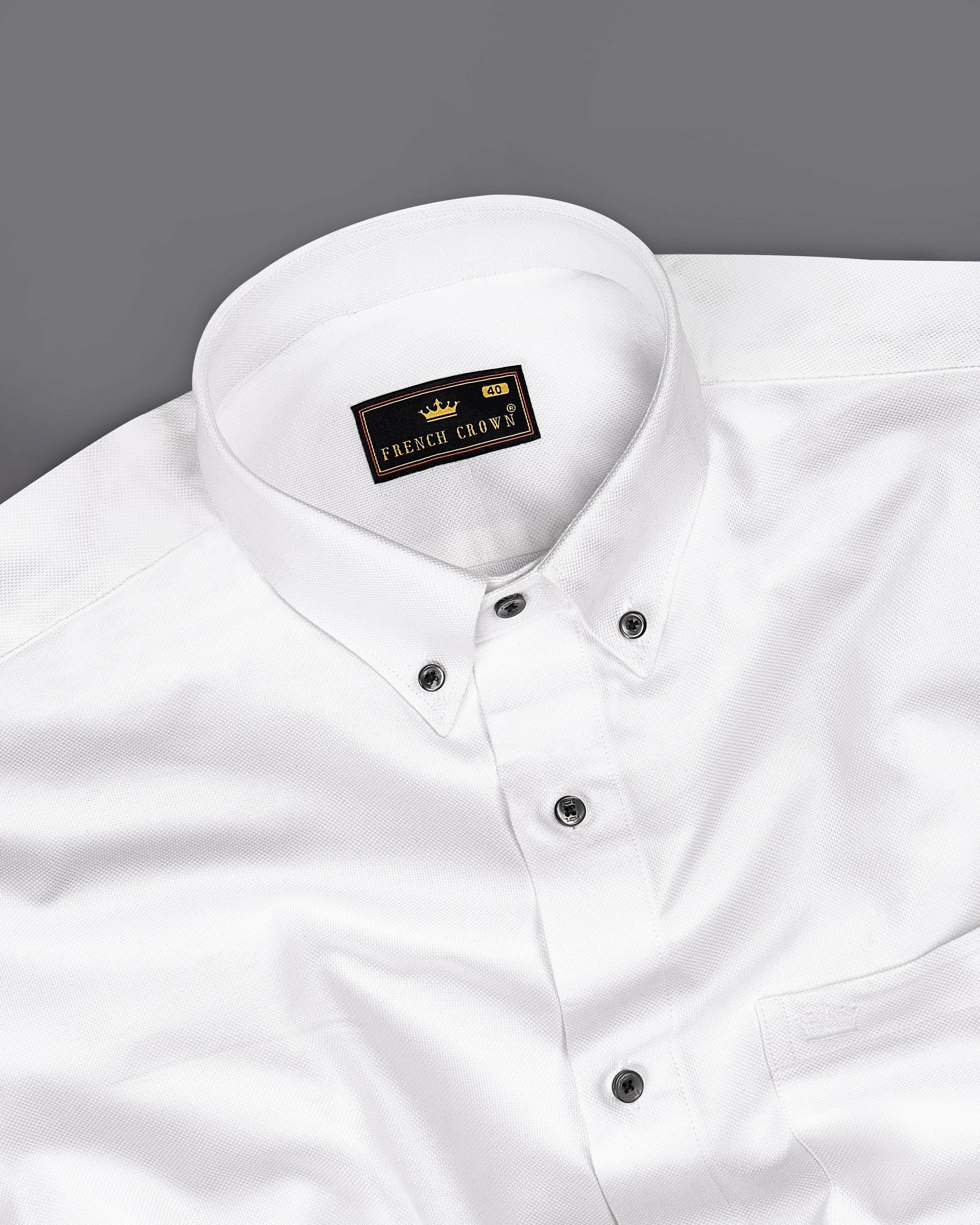 Bright White Dobby Textured Premium Giza Cotton Shirt