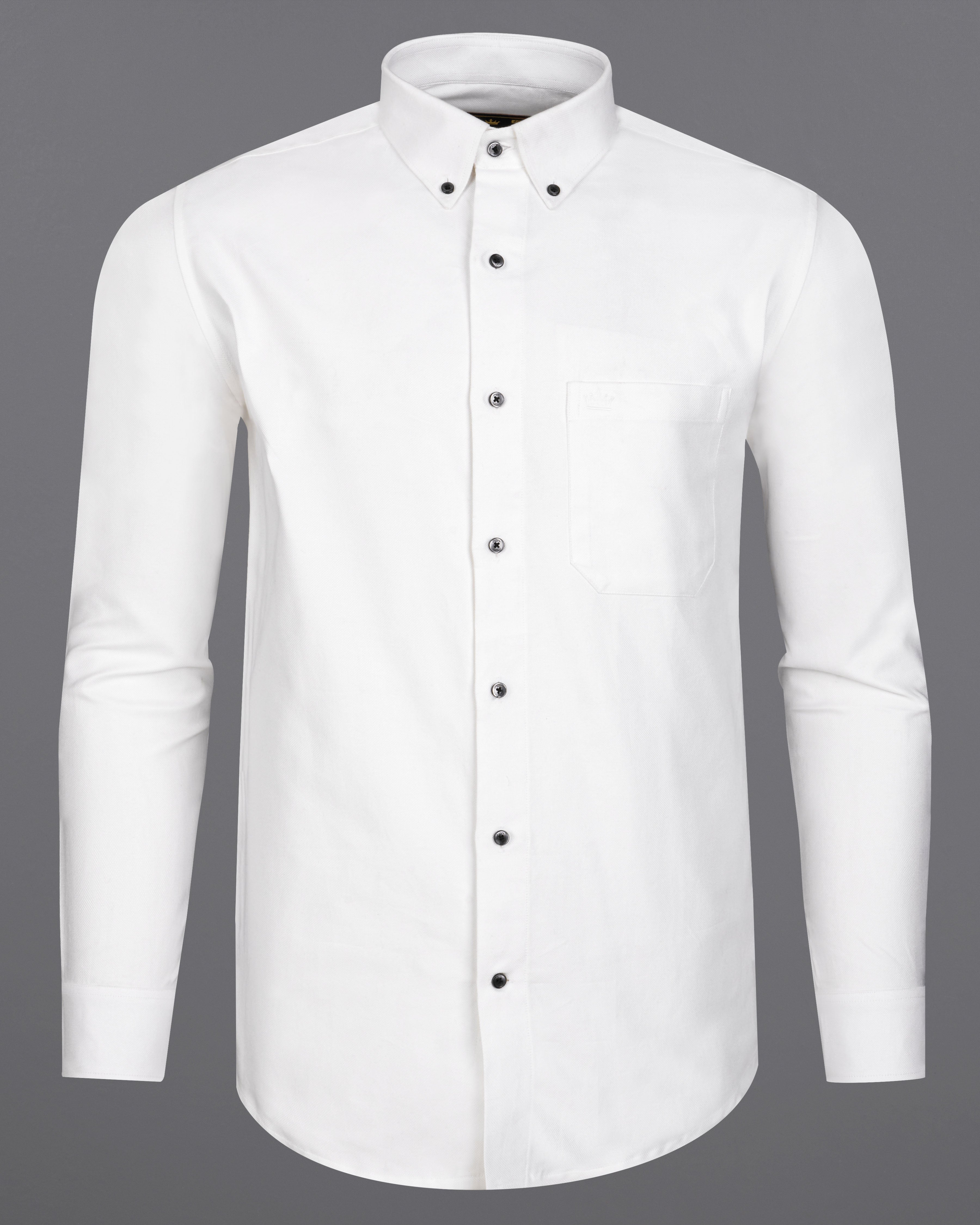 Bright White Dobby Textured Premium Giza Cotton Shirt