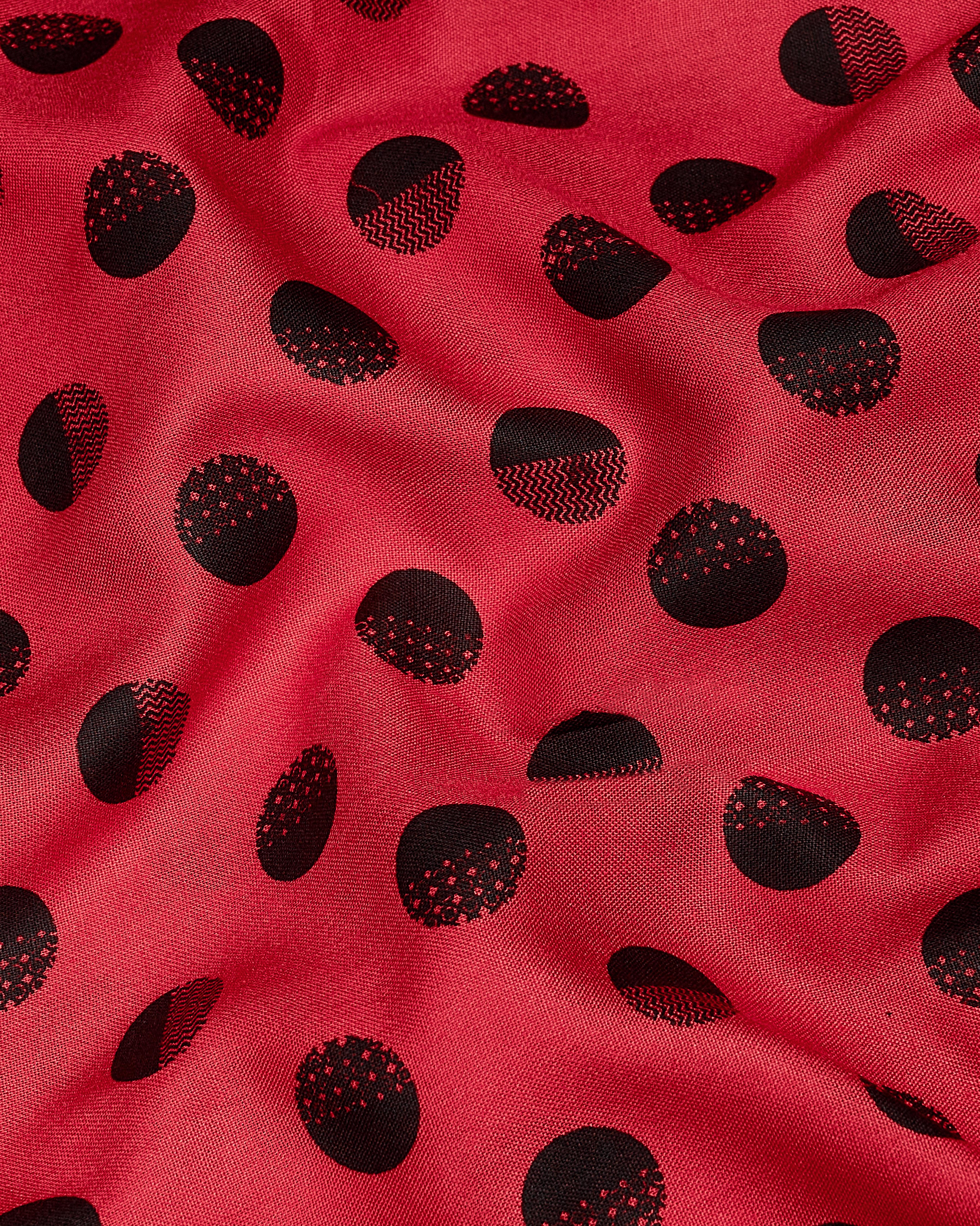Cardinal Red with Black Polka Dots Premium Tencel Kurta Shirt
