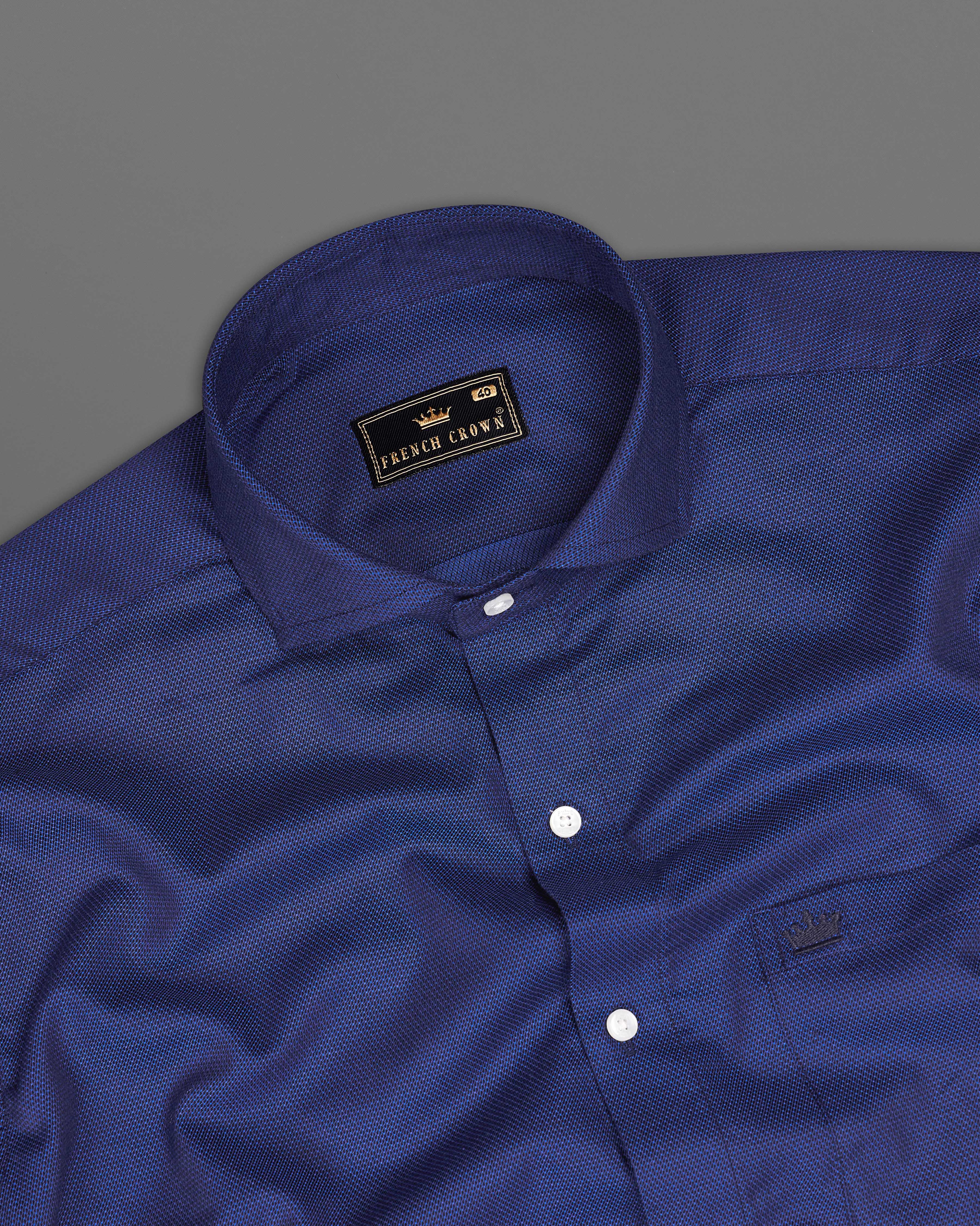 Rhino Blue Dobby Textured Premium Giza Cotton Shirt