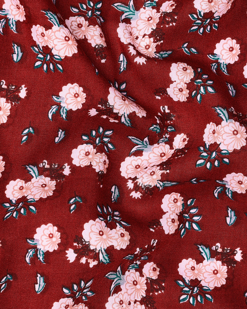 Merlot Red with Cosmos Pink Floral Printed Premium Tencel Kurta Shirt9091-KS-38, 9091-KS-H-38, 9091-KS-39, 9091-KS-H-39, 9091-KS-40, 9091-KS-H-40, 9091-KS-42, 9091-KS-H-42, 9091-KS-44, 9091-KS-H-44, 9091-KS-46, 9091-KS-H-46, 9091-KS-48, 9091-KS-H-48, 9091-KS-50, 9091-KS-H-50, 9091-KS-52, 9091-KS-H-52