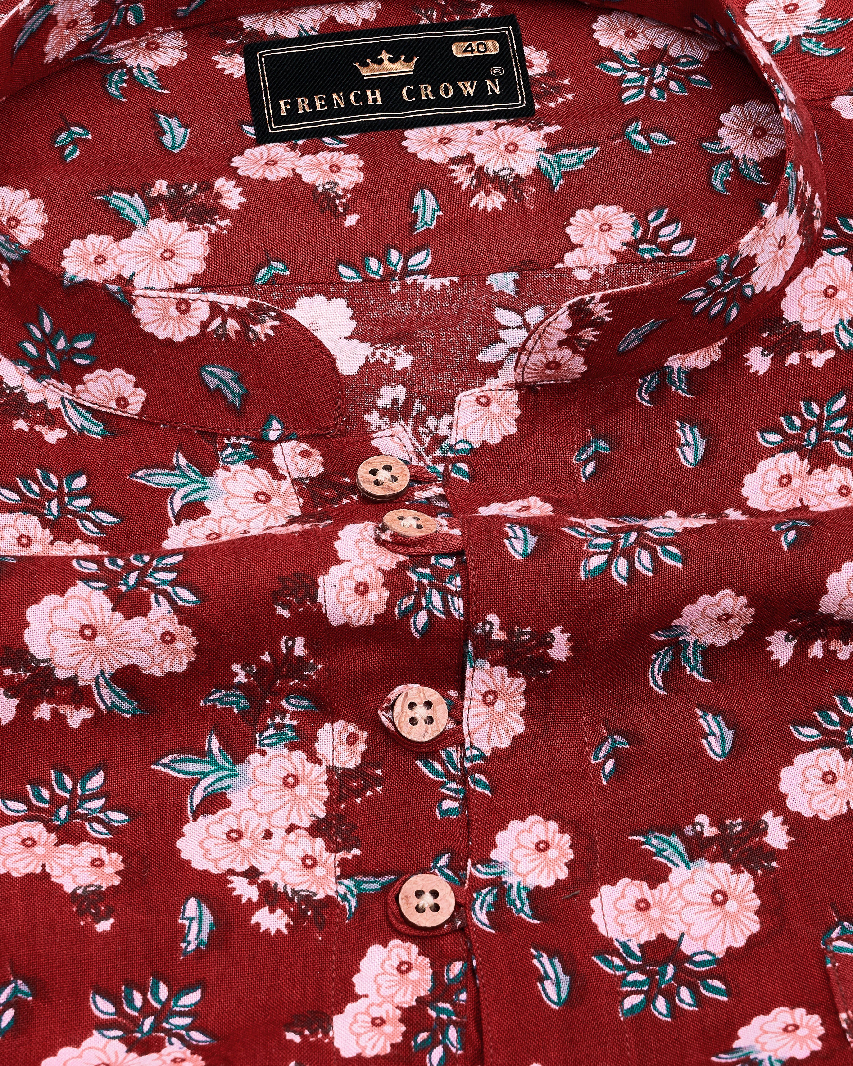 Merlot Red with Cosmos Pink Floral Printed Premium Tencel Kurta Shirt9091-KS-38, 9091-KS-H-38, 9091-KS-39, 9091-KS-H-39, 9091-KS-40, 9091-KS-H-40, 9091-KS-42, 9091-KS-H-42, 9091-KS-44, 9091-KS-H-44, 9091-KS-46, 9091-KS-H-46, 9091-KS-48, 9091-KS-H-48, 9091-KS-50, 9091-KS-H-50, 9091-KS-52, 9091-KS-H-52