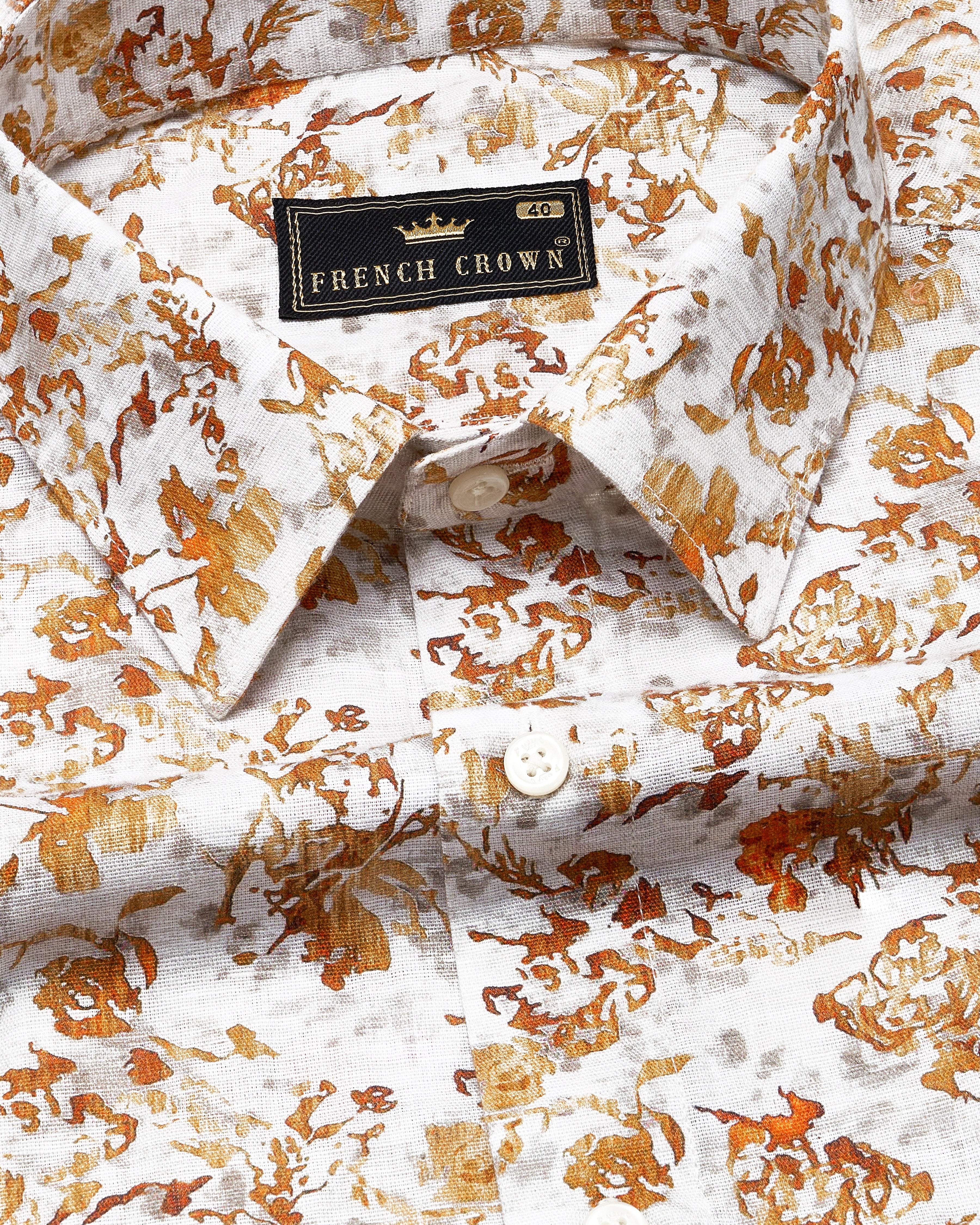 Bright White with Leather Brown Printed Premium Cotton Shirt 9092-38, 9092-H-38, 9092-39, 9092-H-39, 9092-40, 9092-H-40, 9092-42, 9092-H-42, 9092-44, 9092-H-44, 9092-46, 9092-H-46, 9092-48, 9092-H-48, 9092-50, 9092-H-50, 9092-52, 9092-H-52