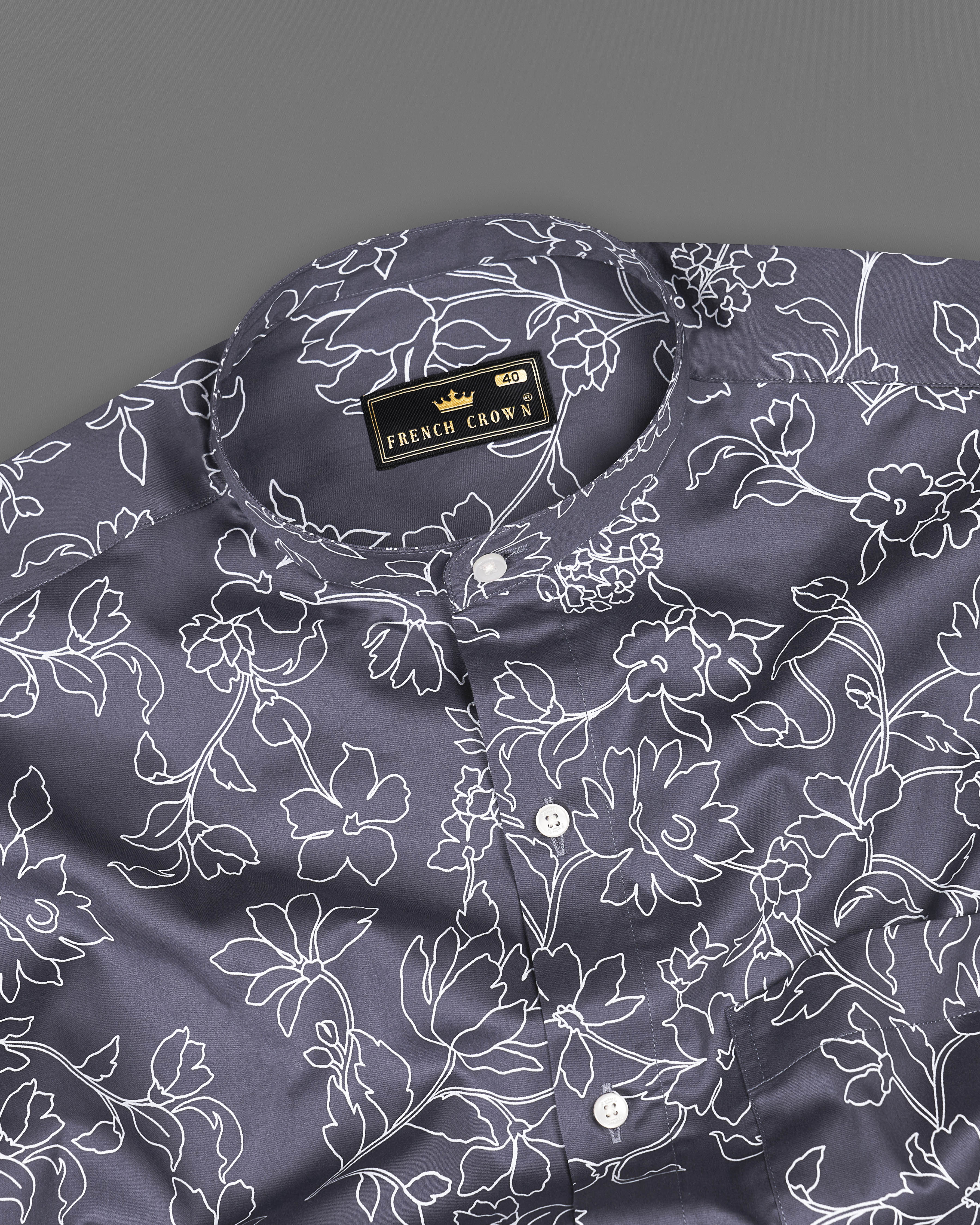Shuttle Gray Floral Printed Super Soft Premium Cotton Shirt 9187-M-38,9187-M-H-38,9187-M-39,9187-M-H-39,9187-M-40,9187-M-H-40,9187-M-42,9187-M-H-42,9187-M-44,9187-M-H-44,9187-M-46,9187-M-H-46,9187-M-48,9187-M-H-48,9187-M-50,9187-M-H-50,9187-M-52,9187-M-H-52