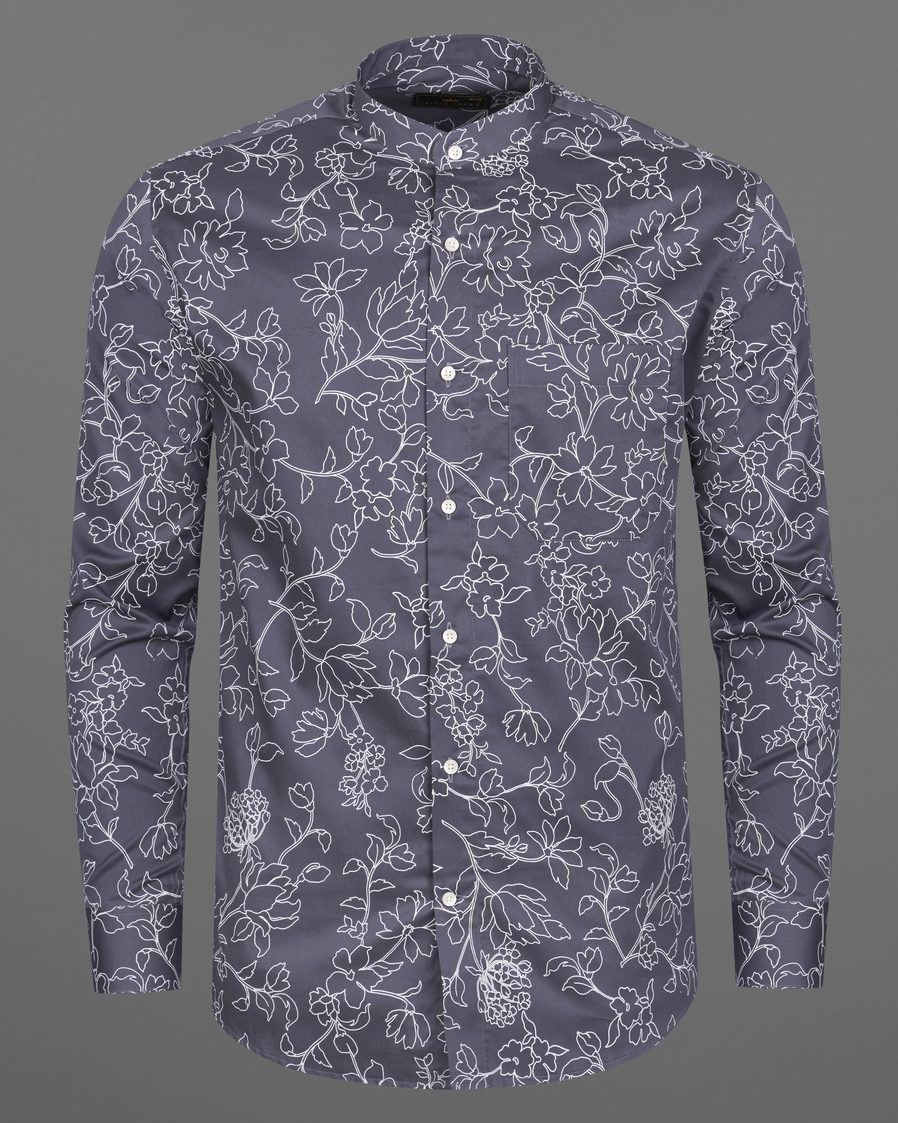 Shuttle Gray Floral Printed Super Soft Premium Cotton Shirt 9187-M-38,9187-M-H-38,9187-M-39,9187-M-H-39,9187-M-40,9187-M-H-40,9187-M-42,9187-M-H-42,9187-M-44,9187-M-H-44,9187-M-46,9187-M-H-46,9187-M-48,9187-M-H-48,9187-M-50,9187-M-H-50,9187-M-52,9187-M-H-52