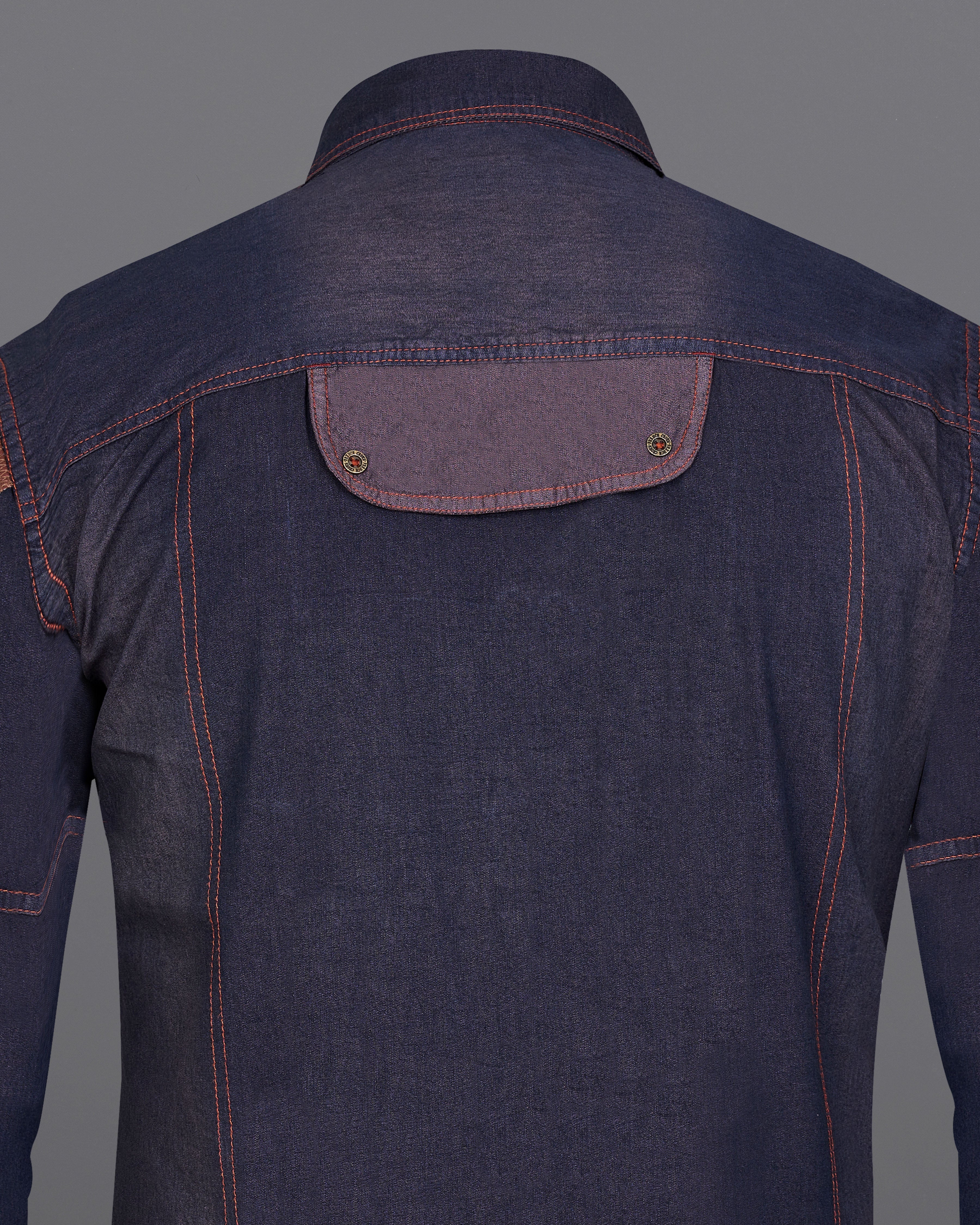 Gravel Purple with Baltic Sea Denim Shirt With Leather Patch Work 9201-MB-38,9201-MB-H-38,9201-MB-39,9201-MB-H-39,9201-MB-40,9201-MB-H-40,9201-MB-42,9201-MB-H-42,9201-MB-44,9201-MB-H-44,9201-MB-46,9201-MB-H-46,9201-MB-48,9201-MB-H-48,9201-MB-50,9201-MB-H-50,9201-MB-52,9201-MB-H-52