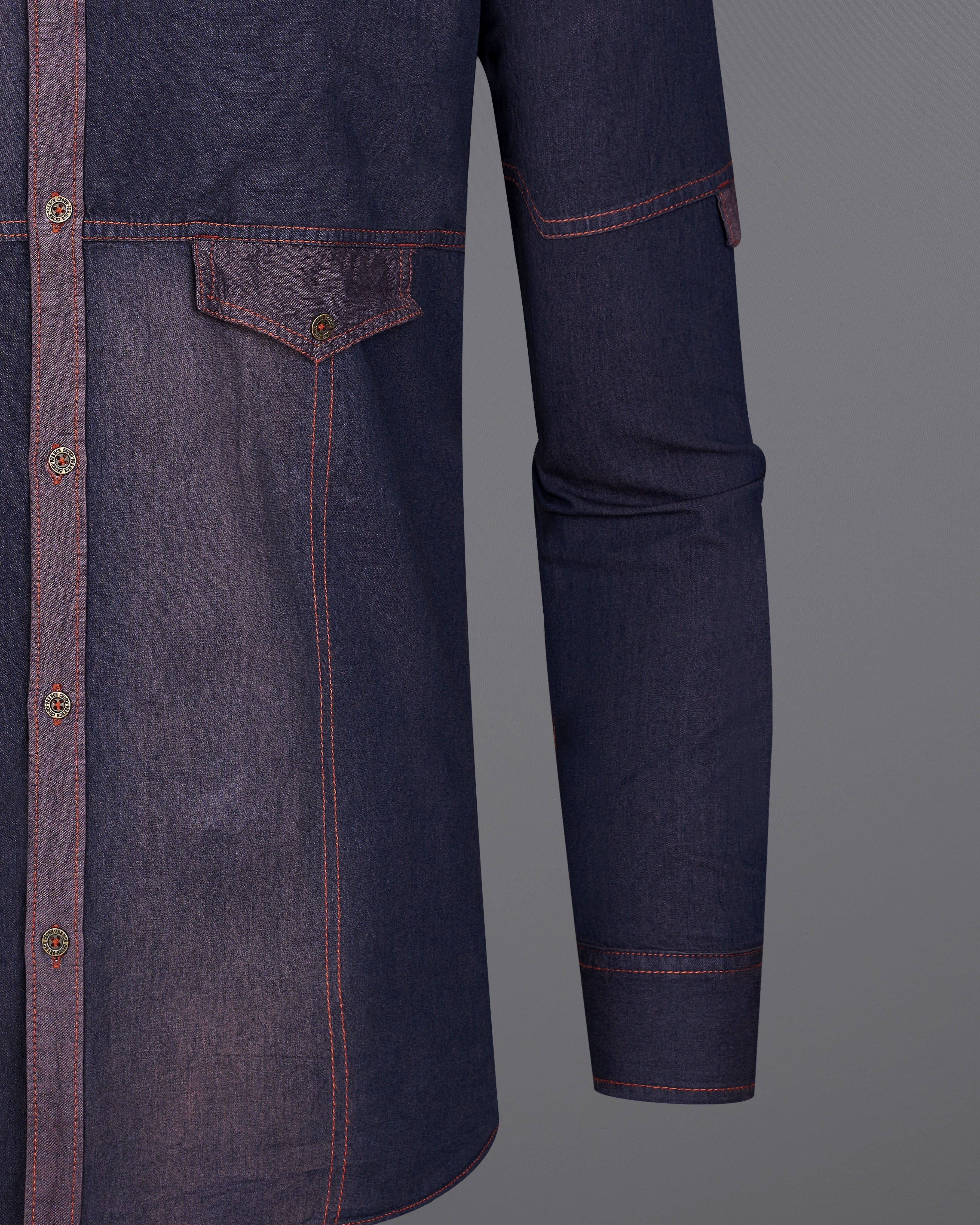 Gravel Purple with Baltic Sea Denim Shirt With Leather Patch Work 9201-MB-38,9201-MB-H-38,9201-MB-39,9201-MB-H-39,9201-MB-40,9201-MB-H-40,9201-MB-42,9201-MB-H-42,9201-MB-44,9201-MB-H-44,9201-MB-46,9201-MB-H-46,9201-MB-48,9201-MB-H-48,9201-MB-50,9201-MB-H-50,9201-MB-52,9201-MB-H-52