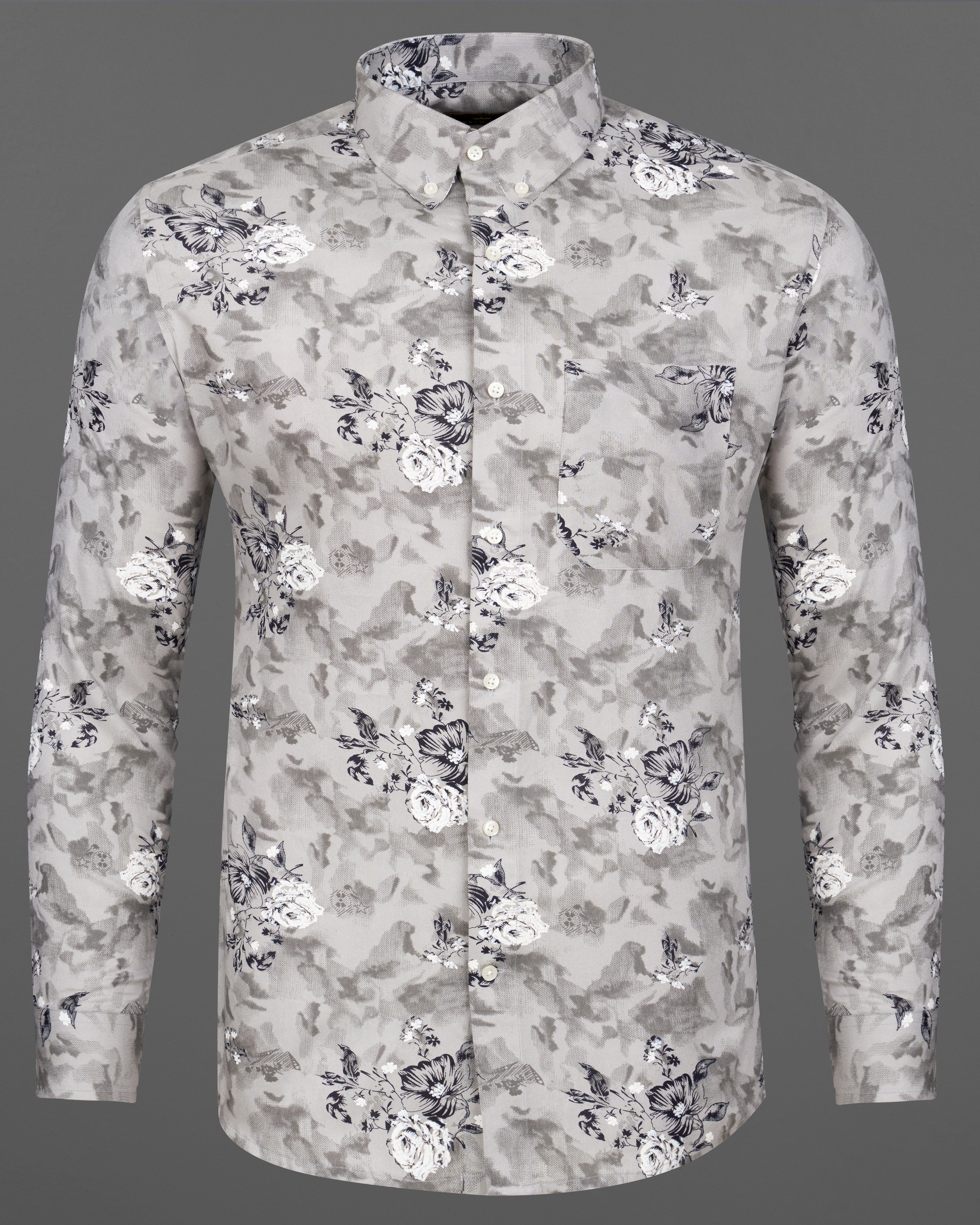 Quill Gray with Floral Printed Premium Tencel Shirt 9208-BD-38,9208-BD-H-38,9208-BD-39,9208-BD-H-39,9208-BD-40,9208-BD-H-40,9208-BD-42,9208-BD-H-42,9208-BD-44,9208-BD-H-44,9208-BD-46,9208-BD-H-46,9208-BD-48,9208-BD-H-48,9208-BD-50,9208-BD-H-50,9208-BD-52,9208-BD-H-52