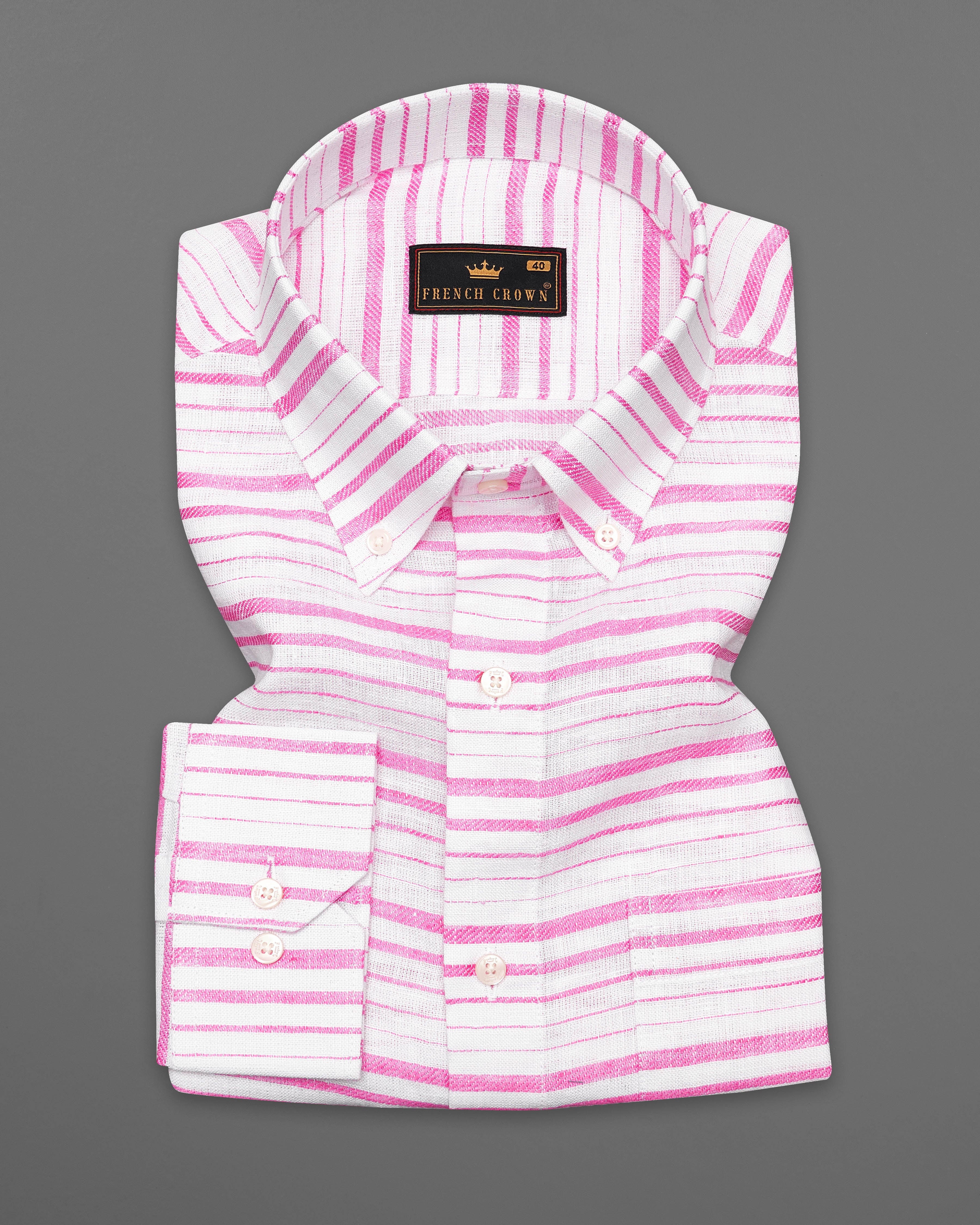 Bright White with Thulian Pink Striped Luxurious Linen Shirt 9218-BD-38,9218-BD-H-38,9218-BD-39,9218-BD-H-39,9218-BD-40,9218-BD-H-40,9218-BD-42,9218-BD-H-42,9218-BD-44,9218-BD-H-44,9218-BD-46,9218-BD-H-46,9218-BD-48,9218-BD-H-48,9218-BD-50,9218-BD-H-50,9218-BD-52,9218-BD-H-52