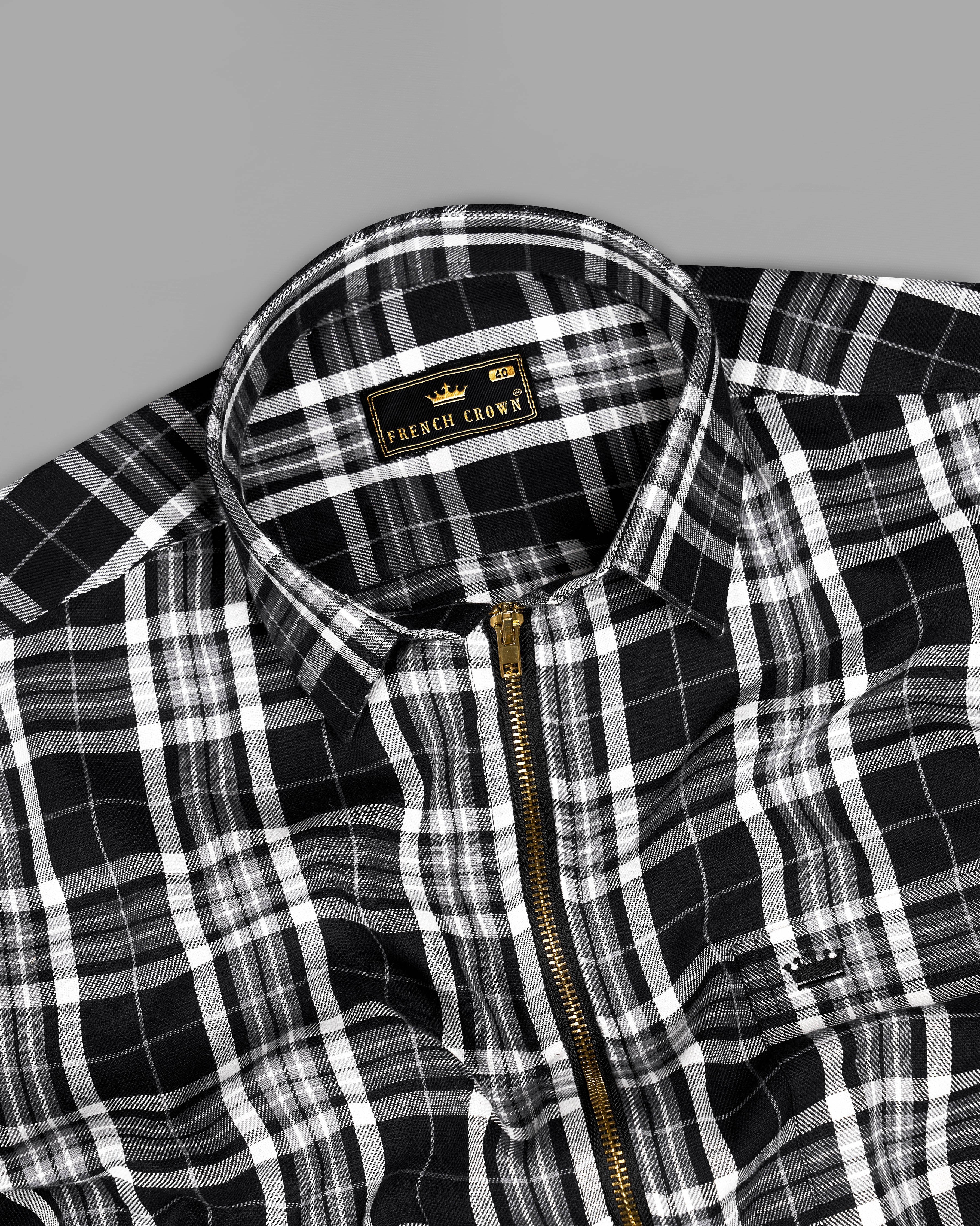 Jade Black and White Plaid Flannel Designer Shirt with Zipper Closure 9251-ZP-38,9251-ZP-H-38,9251-ZP-39,9251-ZP-H-39,9251-ZP-40,9251-ZP-H-40,9251-ZP-42,9251-ZP-H-42,9251-ZP-44,9251-ZP-H-44,9251-ZP-46,9251-ZP-H-46,9251-ZP-48,9251-ZP-H-48,9251-ZP-50,9251-ZP-H-50,9251-ZP-52,9251-ZP-H-52
