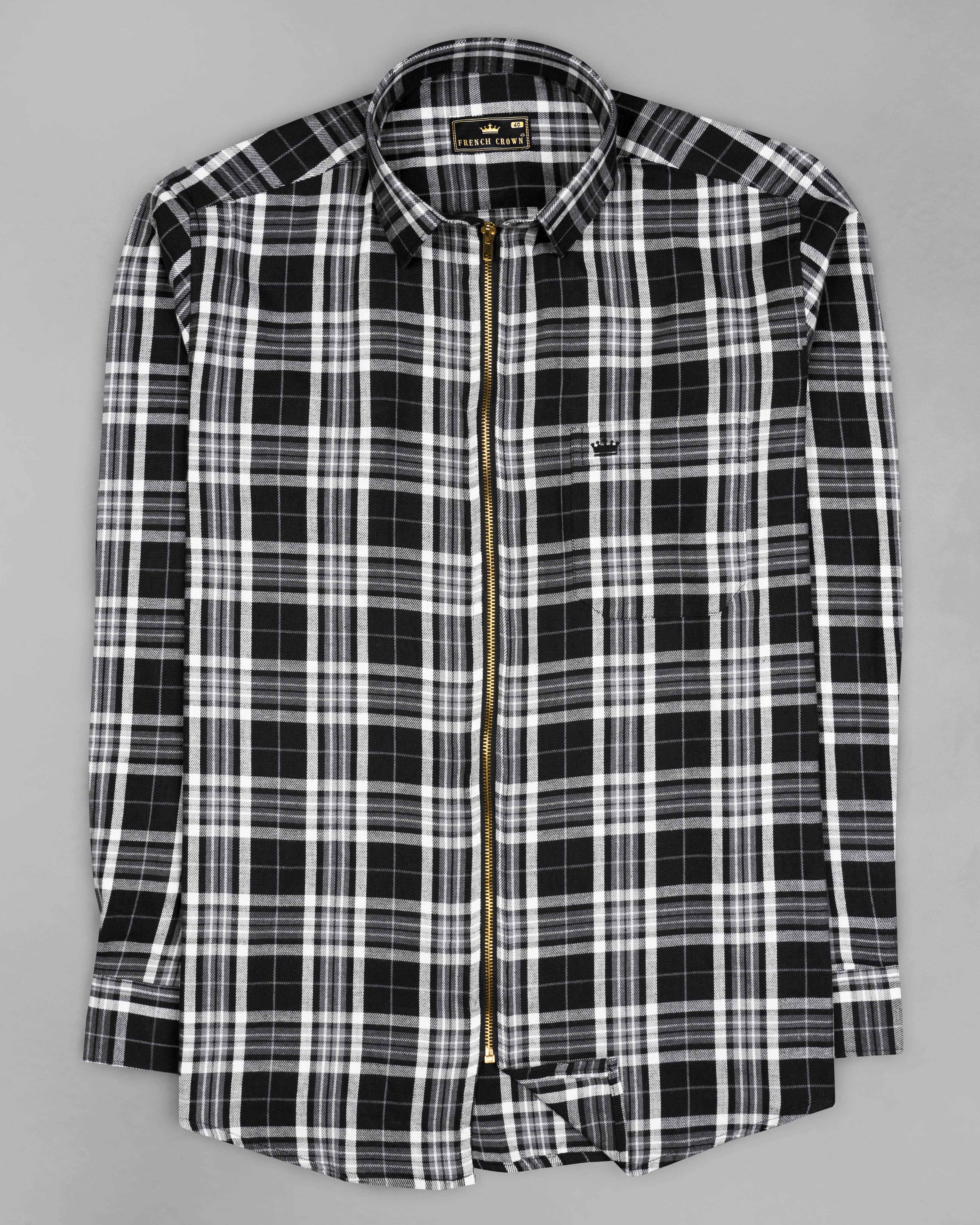 Jade Black and White Plaid Flannel Designer Shirt with Zipper Closure 9251-ZP-38,9251-ZP-H-38,9251-ZP-39,9251-ZP-H-39,9251-ZP-40,9251-ZP-H-40,9251-ZP-42,9251-ZP-H-42,9251-ZP-44,9251-ZP-H-44,9251-ZP-46,9251-ZP-H-46,9251-ZP-48,9251-ZP-H-48,9251-ZP-50,9251-ZP-H-50,9251-ZP-52,9251-ZP-H-52