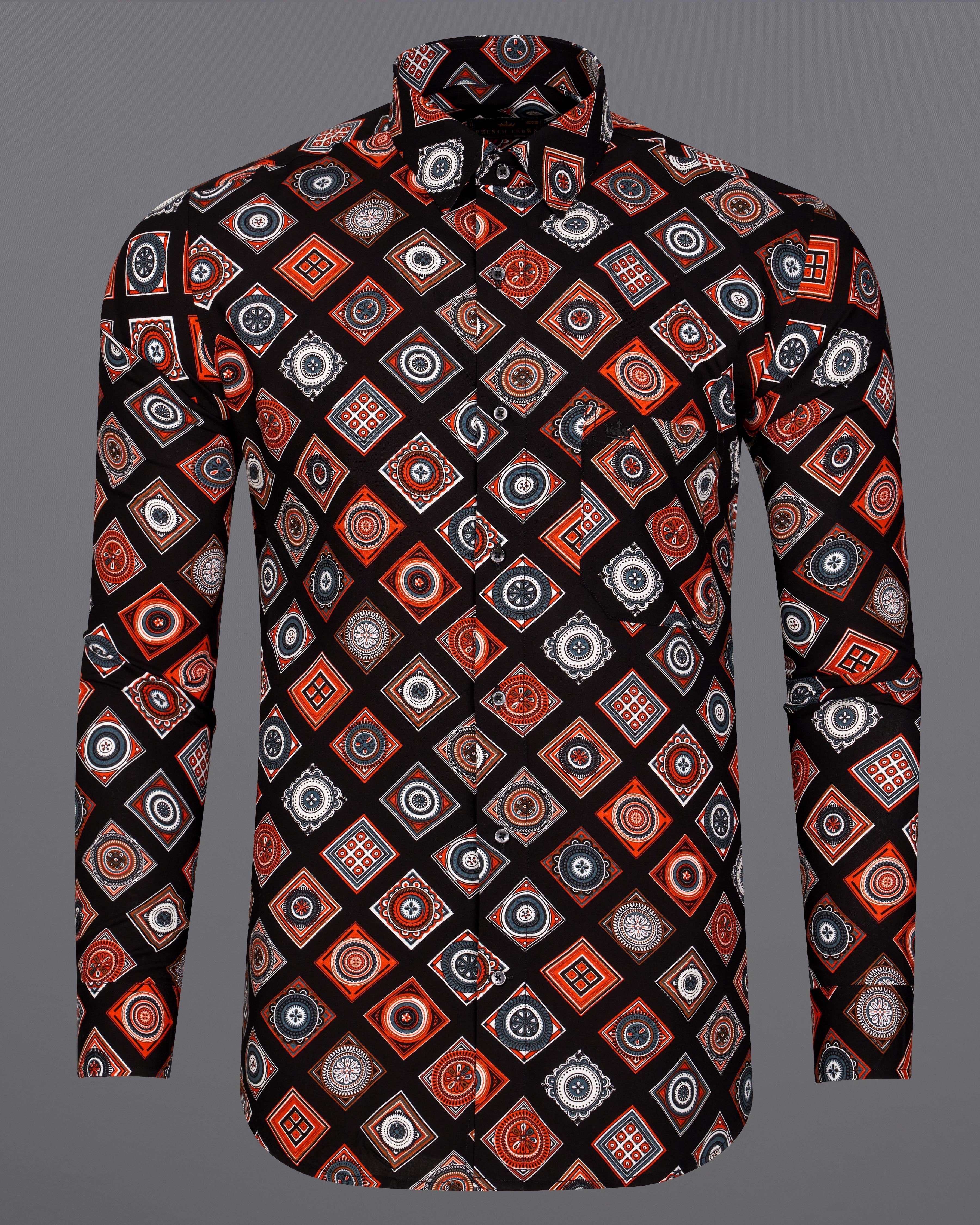 Jade Black with Multicolour Bohemian Printed Premium Tencel Shirt 9275-BLK-38,9275-BLK-H-38,9275-BLK-39,9275-BLK-H-39,9275-BLK-40,9275-BLK-H-40,9275-BLK-42,9275-BLK-H-42,9275-BLK-44,9275-BLK-H-44,9275-BLK-46,9275-BLK-H-46,9275-BLK-48,9275-BLK-H-48,9275-BLK-50,9275-BLK-H-50,9275-BLK-52,9275-BLK-H-52