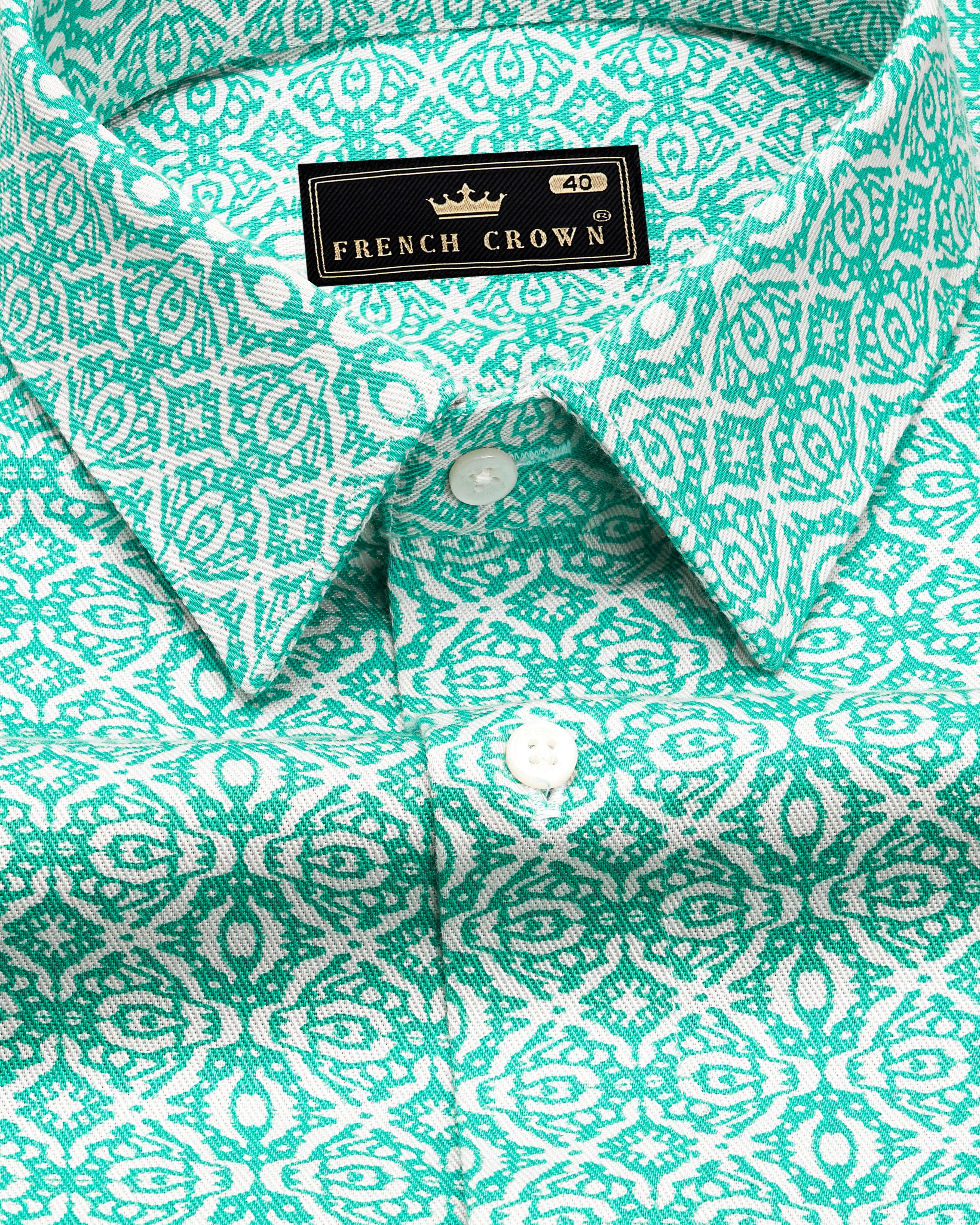 Persian Green Printed Royal Oxford Shirt 9303-38,9303-H-38,9303-39,9303-H-39,9303-40,9303-H-40,9303-42,9303-H-42,9303-44,9303-H-44,9303-46,9303-H-46,9303-48,9303-H-48,9303-50,9303-H-50,9303-52,9303-H-52
