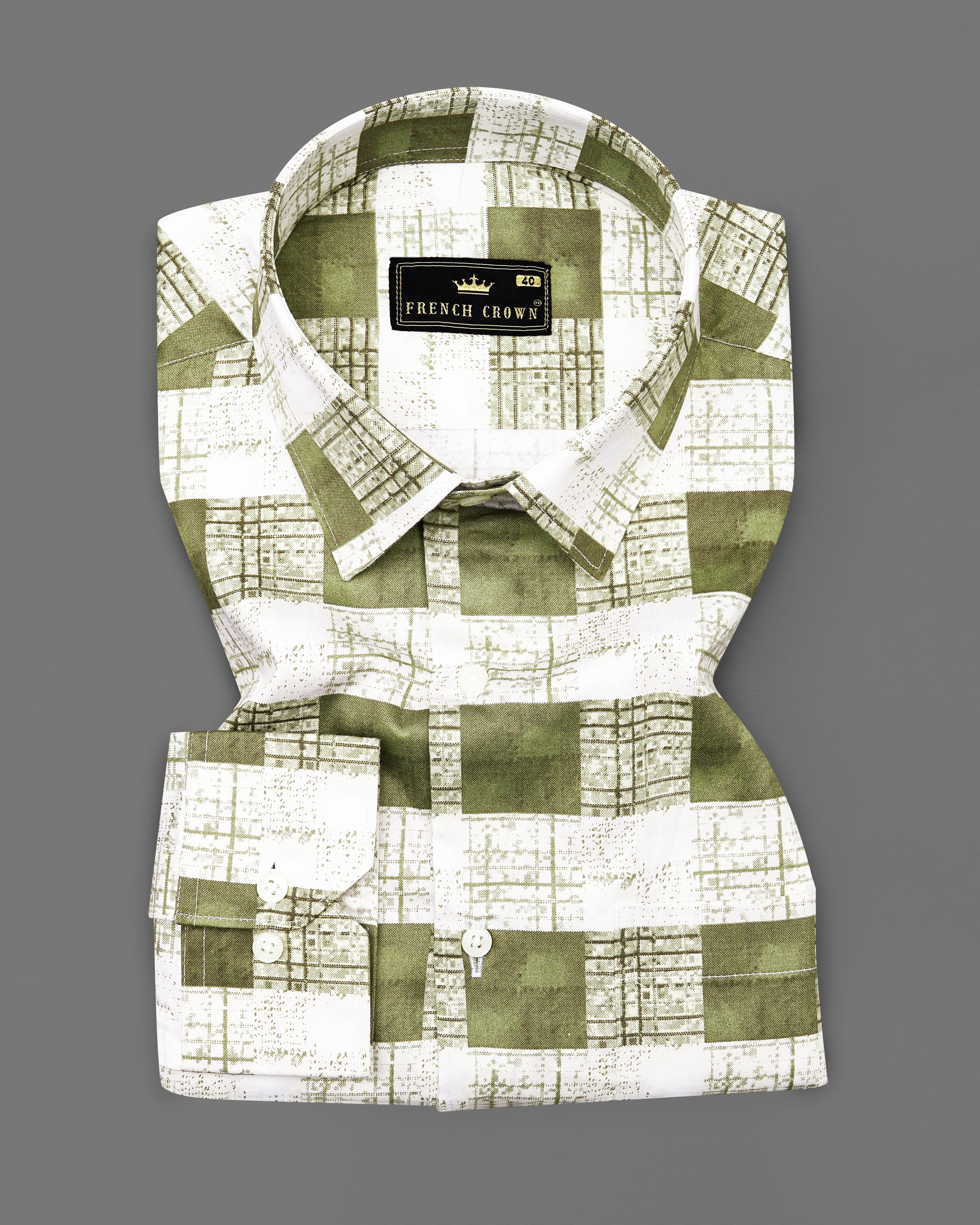 Porcelain Cream with Moccasin Green Super Soft Premium Cotton Shirt 9346-38, 9346-H-38, 9346-39, 9346-H-39, 9346-40, 9346-H-40, 9346-42, 9346-H-42, 9346-44, 9346-H-44, 9346-46, 9346-H-46, 9346-48, 9346-H-48, 9346-50, 9346-H-50, 9346-52, 9346-H-52