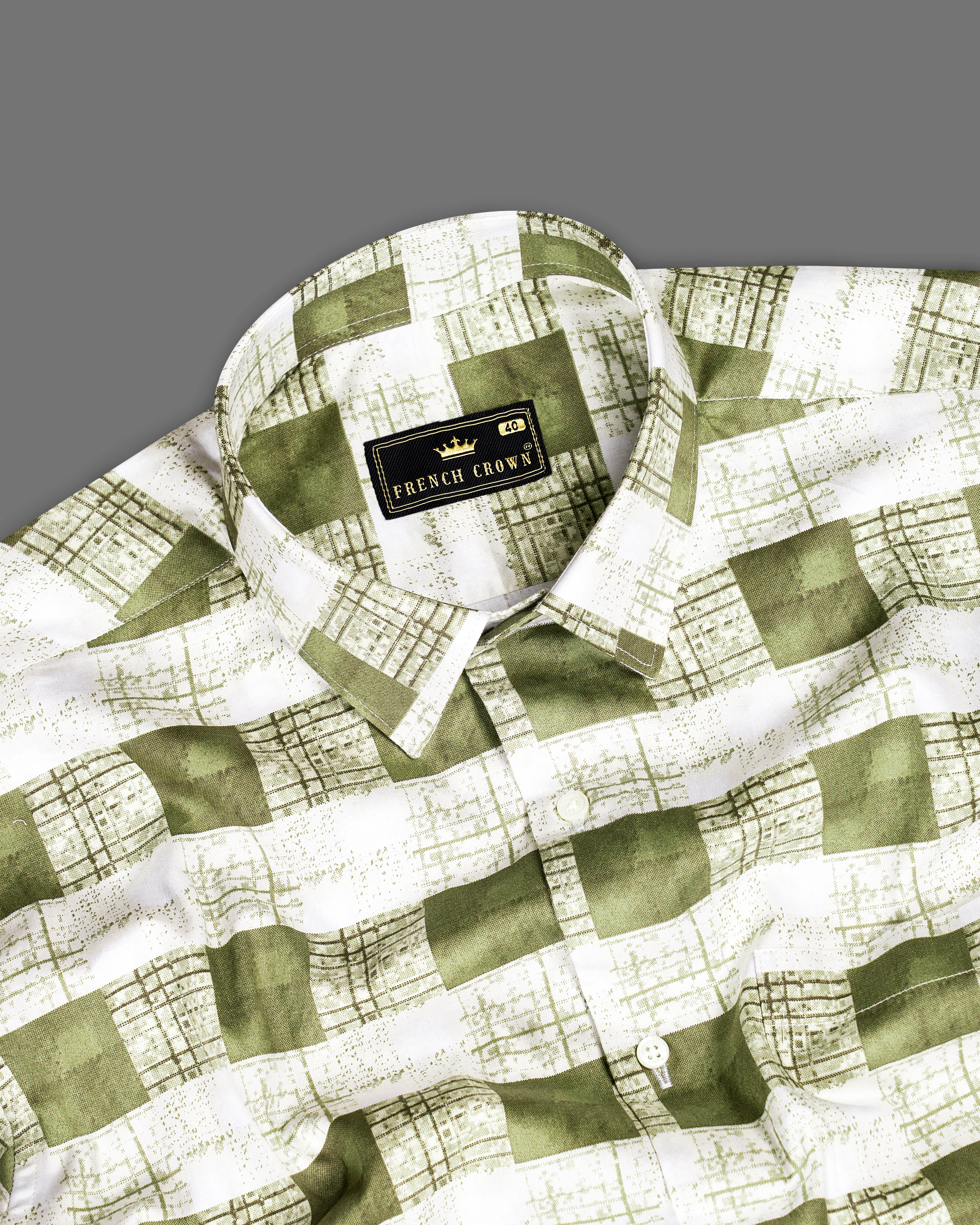 Porcelain Cream with Moccasin Green Super Soft Premium Cotton Shirt 9346-38, 9346-H-38, 9346-39, 9346-H-39, 9346-40, 9346-H-40, 9346-42, 9346-H-42, 9346-44, 9346-H-44, 9346-46, 9346-H-46, 9346-48, 9346-H-48, 9346-50, 9346-H-50, 9346-52, 9346-H-52