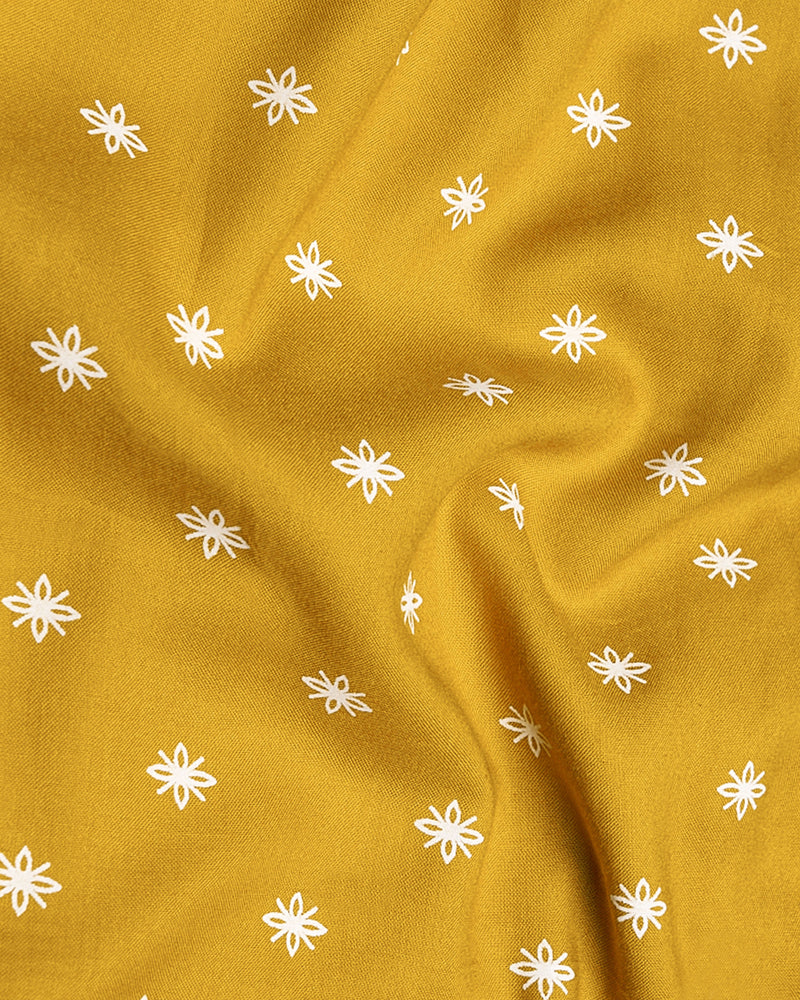 Fire Bush Yellow Textured Premium Tencel Shirt 9357-CC-SS-H-38, 9357-CC-SS-H-39, 9357-CC-SS-H-40, 9357-CC-SS-H-42, 9357-CC-SS-H-44, 9357-CC-SS-H-46, 9357-CC-SS-H-48, 9357-CC-SS-H-50, 9357-CC-SS-H-52