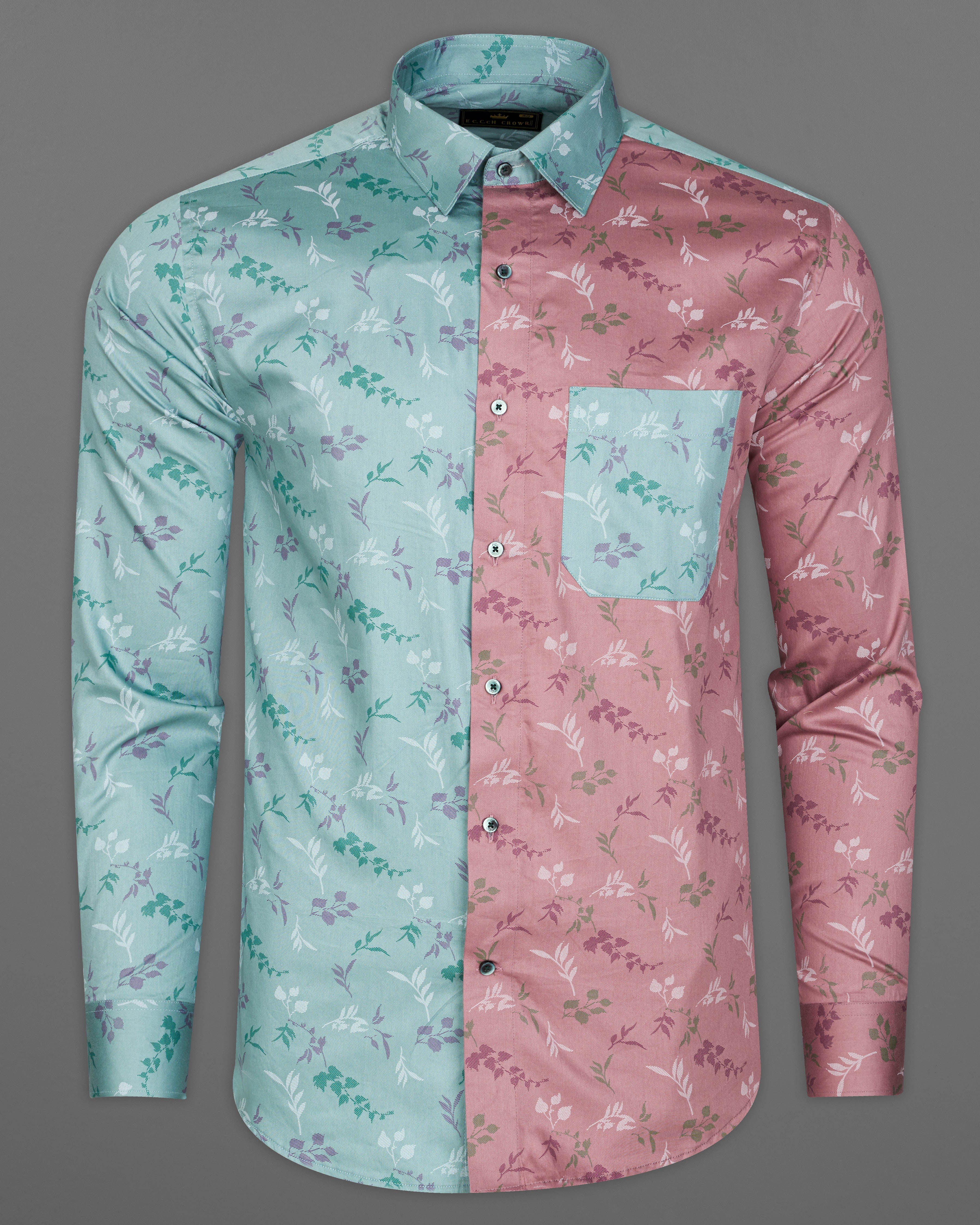 Half Opaque Green with Half Dirty Pink Ditsy Printed Super Soft Premium Cotton Designer Shirt 9373-GR-P88-38, 9373-GR-P88-H-38, 9373-GR-P88-39, 9373-GR-P88-H-39, 9373-GR-P88-40, 9373-GR-P88-H-40, 9373-GR-P88-42, 9373-GR-P88-H-42, 9373-GR-P88-44, 9373-GR-P88-H-44, 9373-GR-P88-46, 9373-GR-P88-H-46, 9373-GR-P88-48, 9373-GR-P88-H-48, 9373-GR-P88-50, 9373-GR-P88-H-50, 9373-GR-P88-52, 9373-GR-P88-H-52