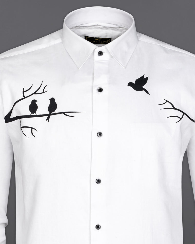 Bright White Birds Digital Printed Super Soft Premium Cotton Shirt 9377-BLK-38, 9377-BLK-H-38, 9377-BLK-39, 9377-BLK-H-39, 9377-BLK-40, 9377-BLK-H-40, 9377-BLK-42, 9377-BLK-H-42, 9377-BLK-44, 9377-BLK-H-44, 9377-BLK-46, 9377-BLK-H-46, 9377-BLK-48, 9377-BLK-H-48, 9377-BLK-50, 9377-BLK-H-50, 9377-BLK-52, 9377-BLK-H-52