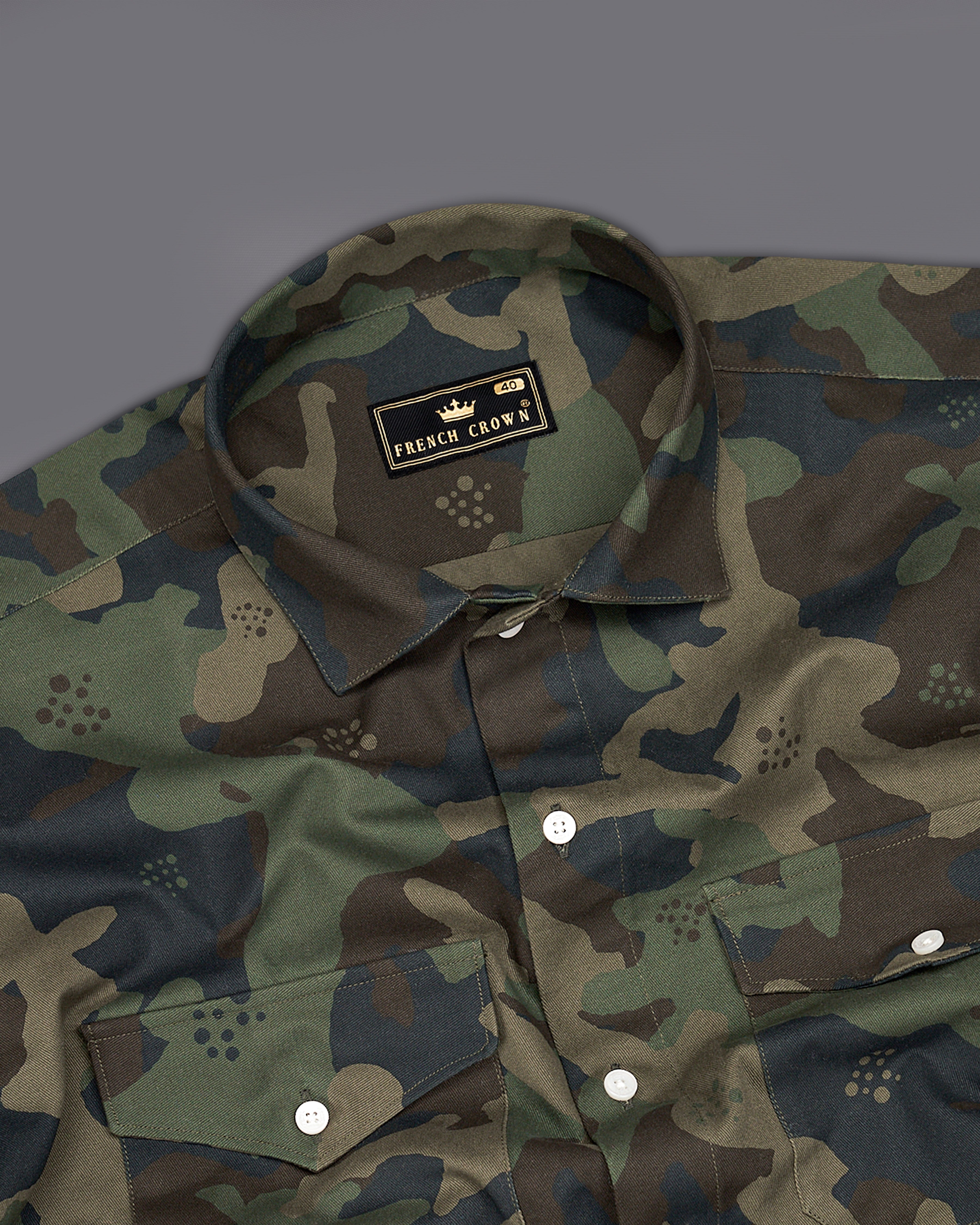 Makara Brown with Fuscous Green and Charade Blue Camouflage Royal Oxford Overshirt 9384-CA-OS-P277-38, 9384-CA-OS-P277-H-38, 9384-CA-OS-P277-39, 9384-CA-OS-P277-H-39, 9384-CA-OS-P277-40, 9384-CA-OS-P277-H-40, 9384-CA-OS-P277-42, 9384-CA-OS-P277-H-42, 9384-CA-OS-P277-44, 9384-CA-OS-P277-H-44, 9384-CA-OS-P277-46, 9384-CA-OS-P277-H-46, 9384-CA-OS-P277-48, 9384-CA-OS-P277-H-48, 9384-CA-OS-P277-50, 9384-CA-OS-P277-H-50, 9384-CA-OS-P277-52, 9384-CA-OS-P277-H-52