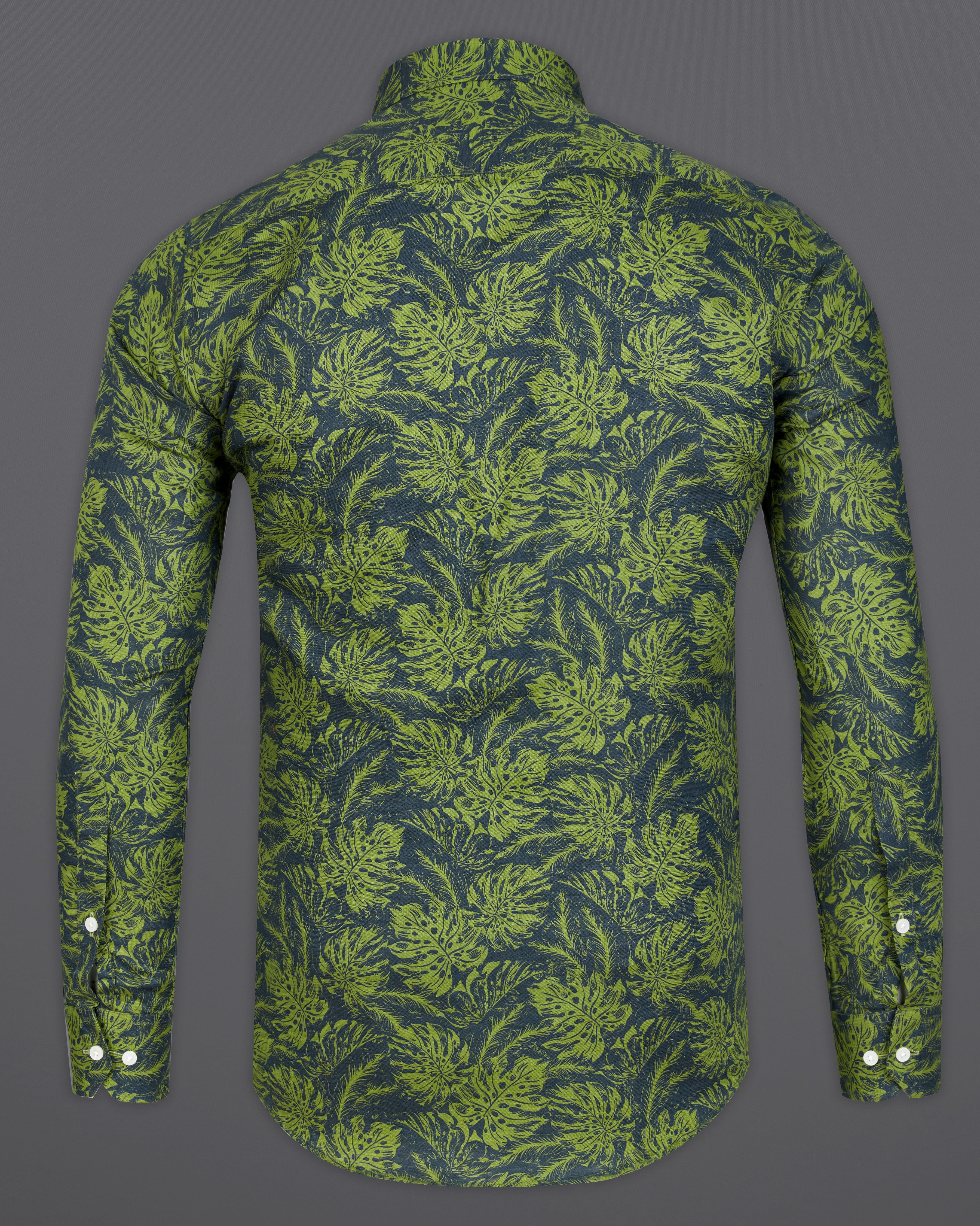 Asparagus Green with Black Floral Textured Luxurious Linen Shirt 9439-38, 9439-H-38, 9439-39, 9439-H-39, 9439-40, 9439-H-40, 9439-42, 9439-H-42, 9439-44, 9439-H-44, 9439-46, 9439-H-46, 9439-48, 9439-H-48, 9439-50, 9439-H-50, 9439-52, 9439-H-52
