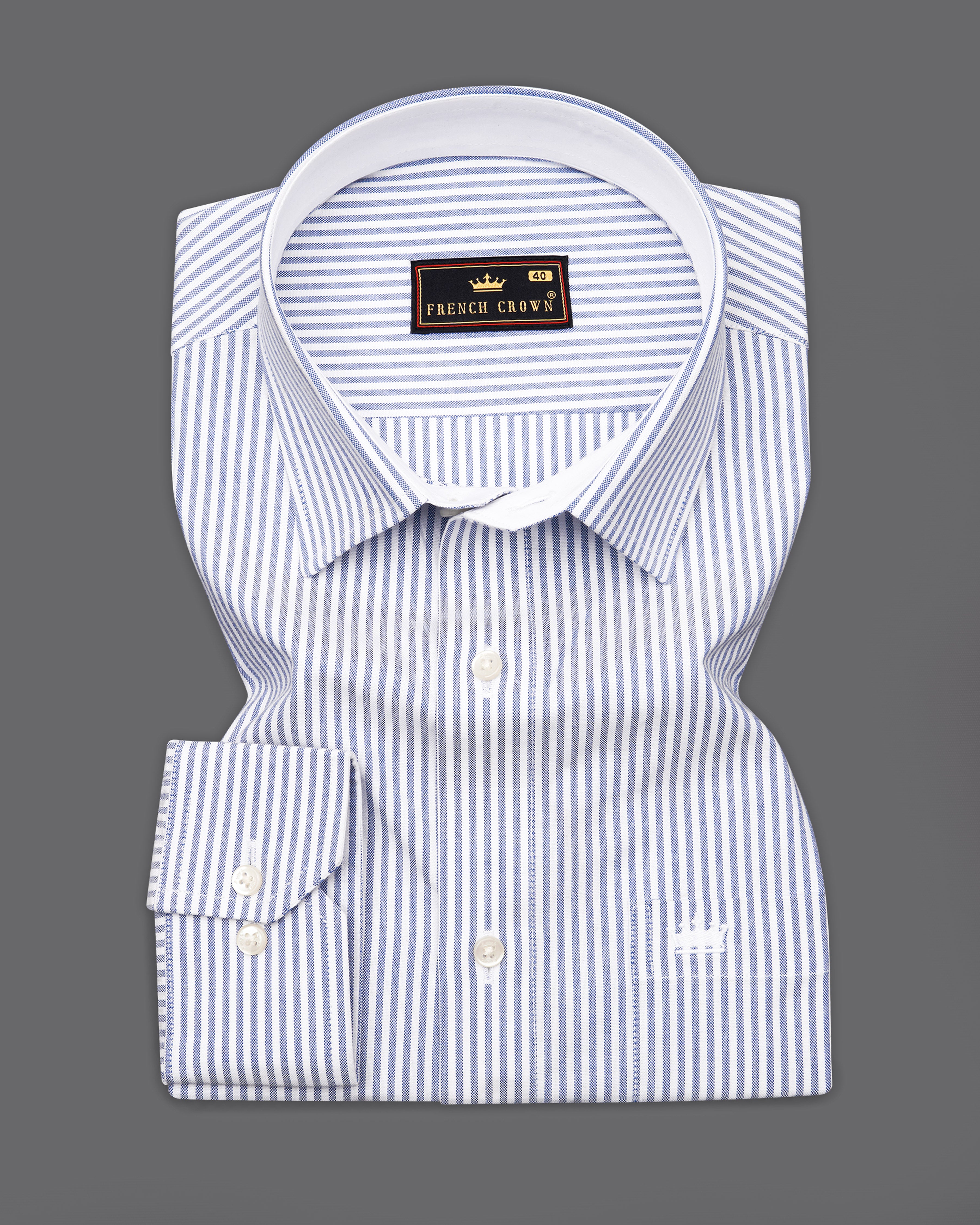 Bright White with Casper Blue Striped Royal Oxford Shirt 9450-CP-38, 9450-CP-H-38, 9450-CP-39, 9450-CP-H-39, 9450-CP-40, 9450-CP-H-40, 9450-CP-42, 9450-CP-H-42, 9450-CP-44, 9450-CP-H-44, 9450-CP-46, 9450-CP-H-46, 9450-CP-48, 9450-CP-H-48, 9450-CP-50, 9450-CP-H-50, 9450-CP-52, 9450-CP-H-52