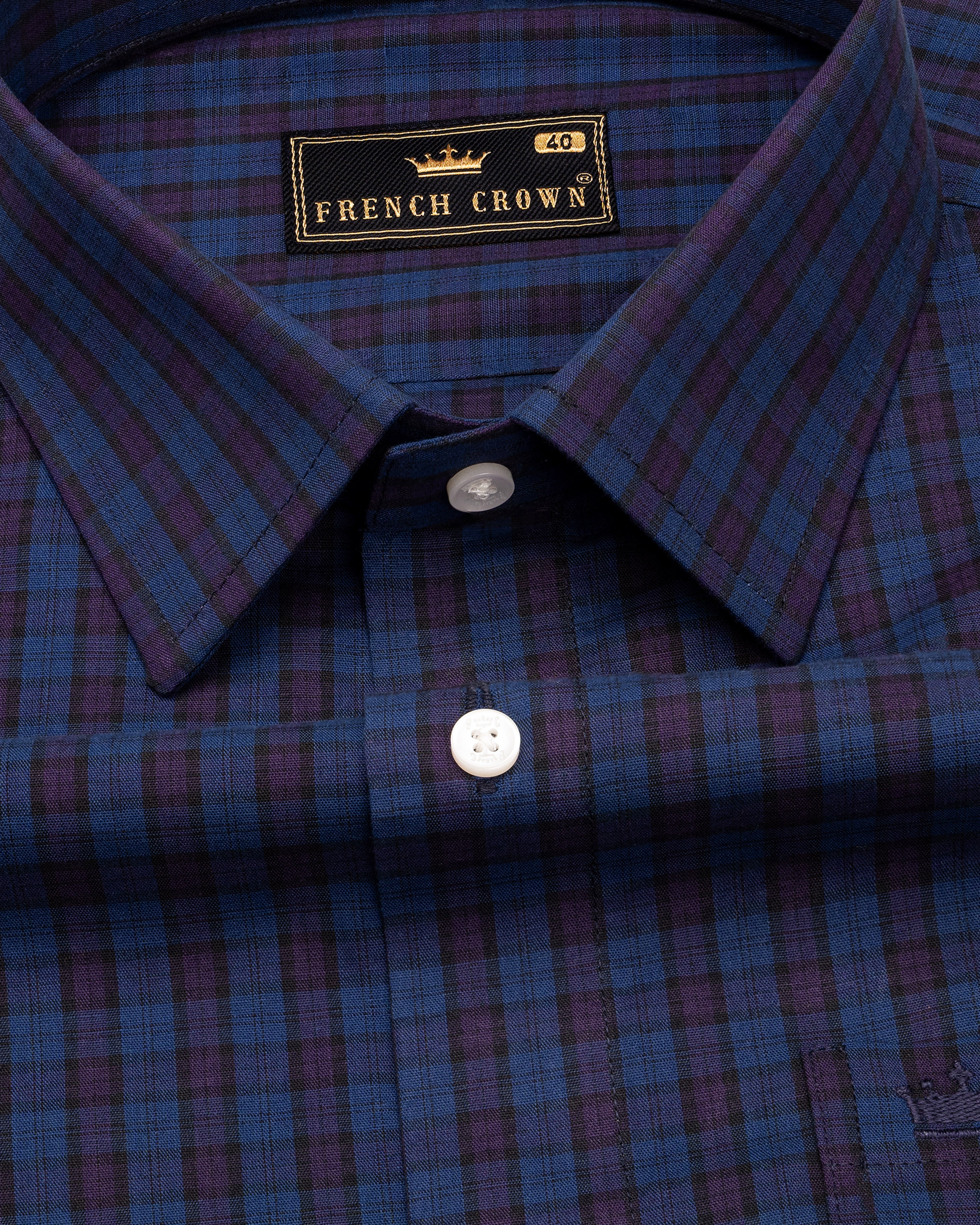 Rhino Blue and Tuna Violet Checkered Premium Cotton Shirt 9507-38, 9507-H-38, 9507-39, 9507-H-39, 9507-40, 9507-H-40, 9507-42, 9507-H-42, 9507-44, 9507-H-44, 9507-46, 9507-H-46, 9507-48, 9507-H-48, 9507-50, 9507-H-50, 9507-52, 9507-H-52