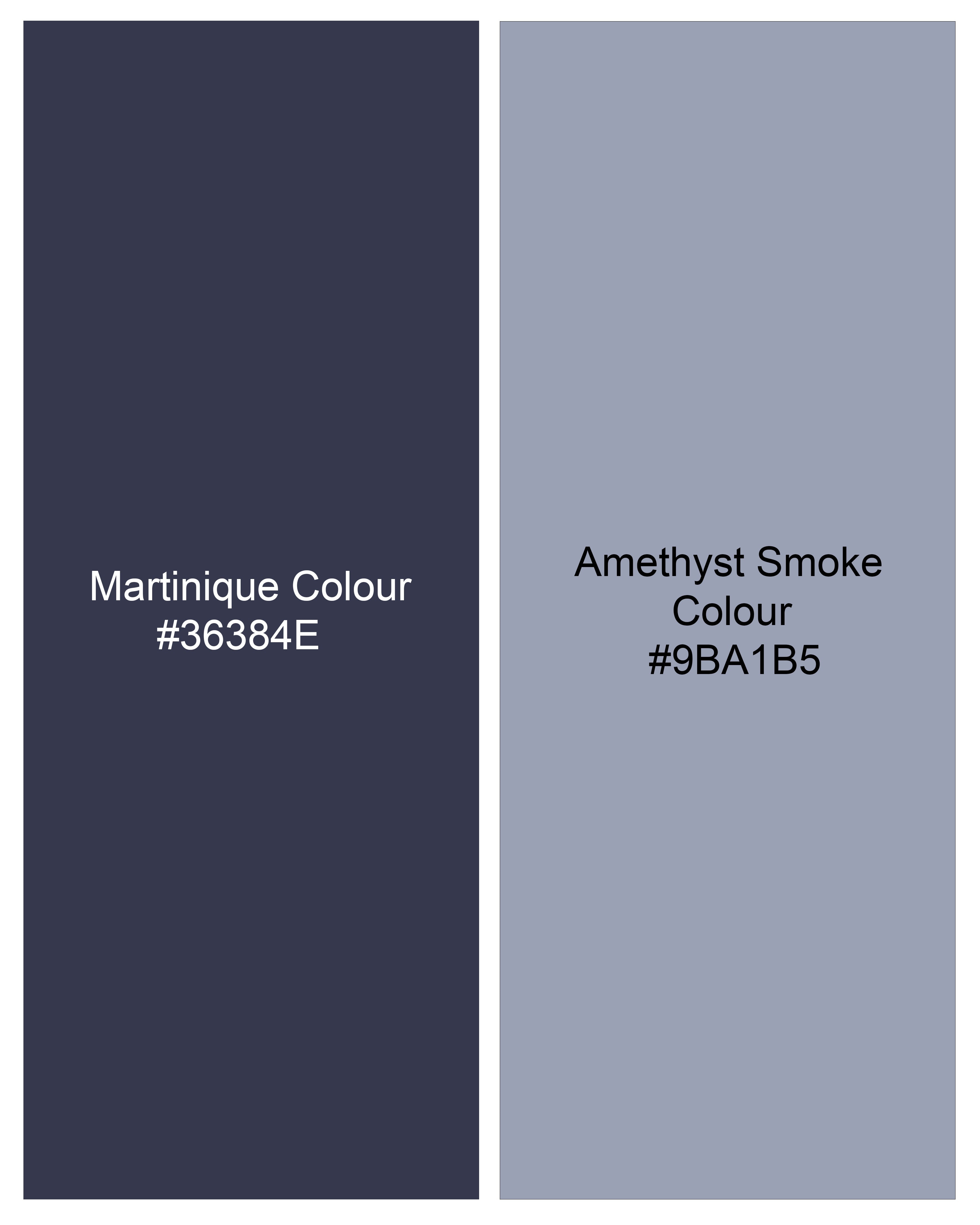 Martinique Blue with Amethyst Smoke Gray Floral Printed Twill Premium Cotton Shirt