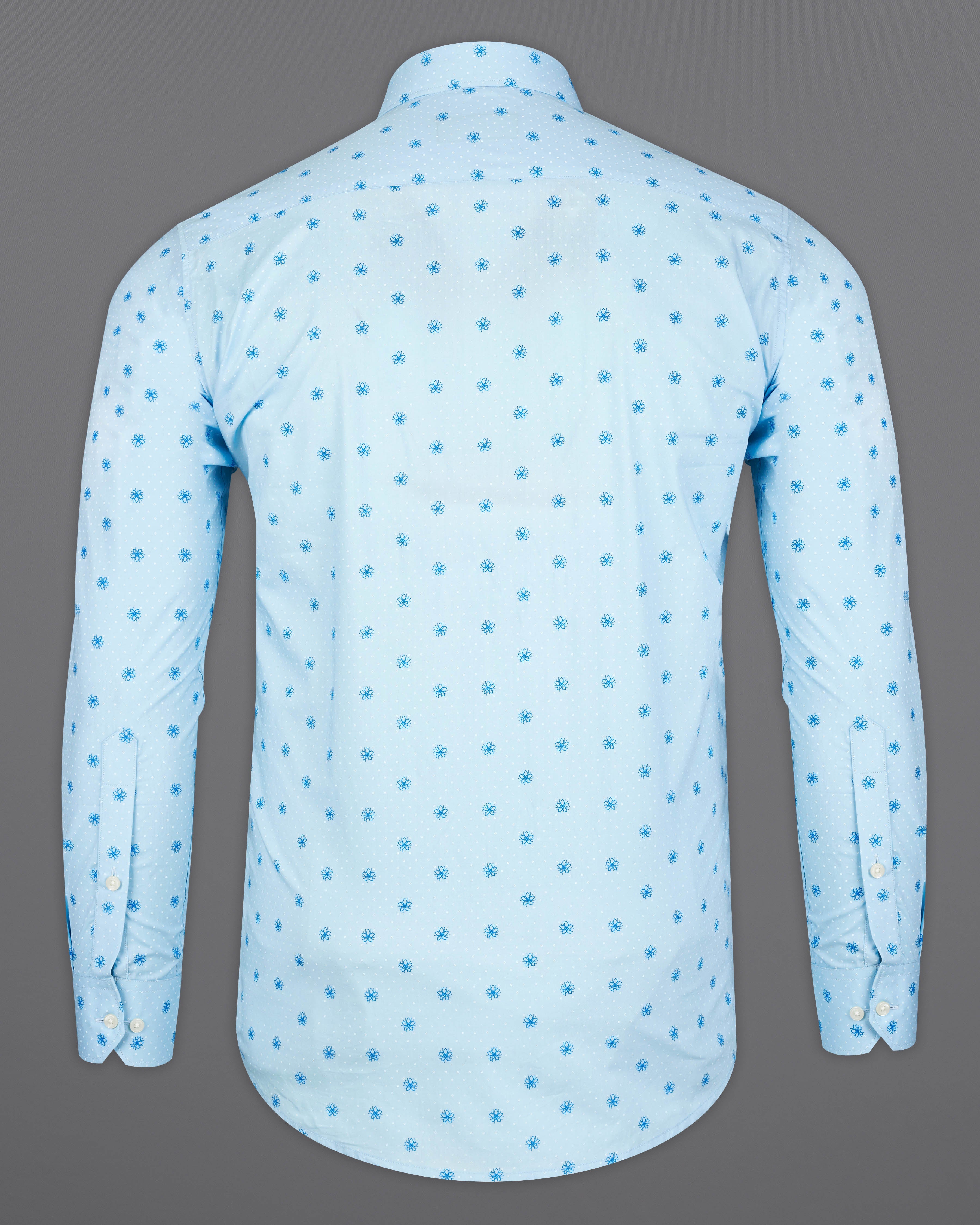 Geyser Sky Blue Ditsy Printed Premium Cotton Shirt 9592-38,9592-H-38,9592-39,9592-H-39,9592-40,9592-H-40,9592-42,9592-H-42,9592-44,9592-H-44,9592-46,9592-H-46,9592-48,9592-H-48,9592-50,9592-H-50,9592-52,9592-H-52